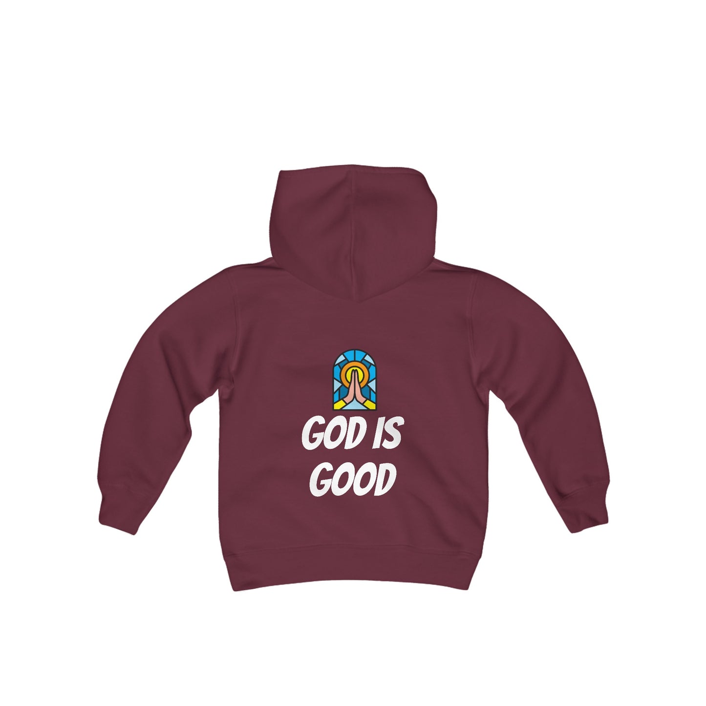 Youth Heavy Blend Hooded Sweatshirt - Black Writing - GOOD MORNING JESUS - GREEN