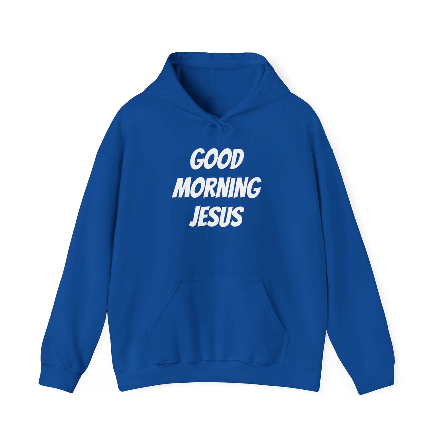Unisex Heavy Blend™ Hooded Sweatshirt - Black Writing - GOOD MORNING JESUS