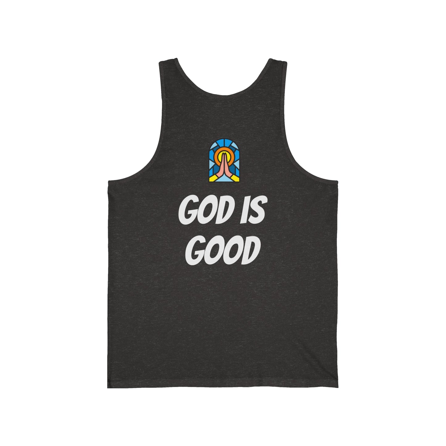 Unisex Jersey Tank - White Writing - GOOD MORNING JESUS