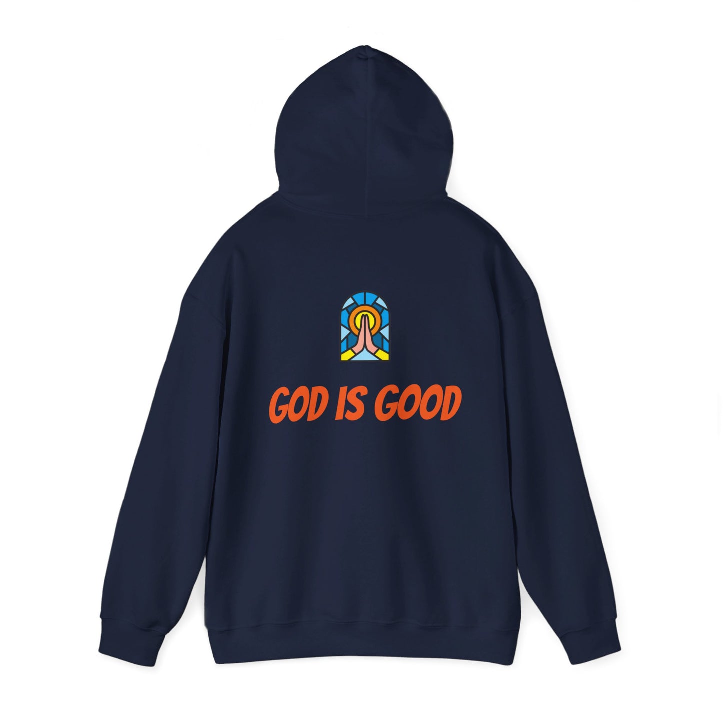 Unisex Heavy Blend™ Hooded Sweatshirt - Orange Writing - GOOD MORNING JESUS
