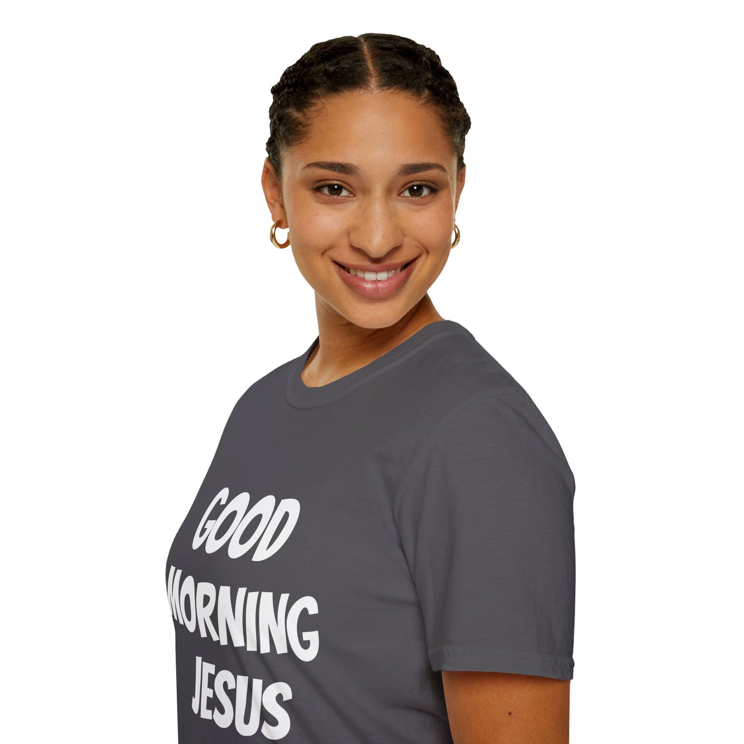 Unisex Softstyle T-Shirt - Black Writing - GOOD MORNING JESUS