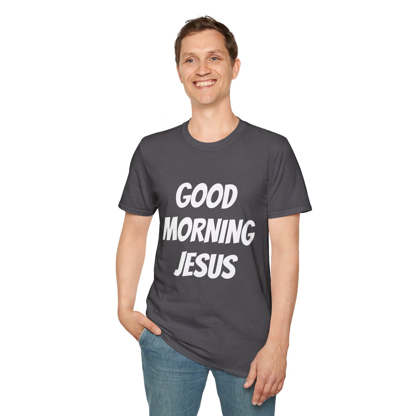 Unisex Softstyle T-Shirt - Black Writing - GOOD MORNING JESUS
