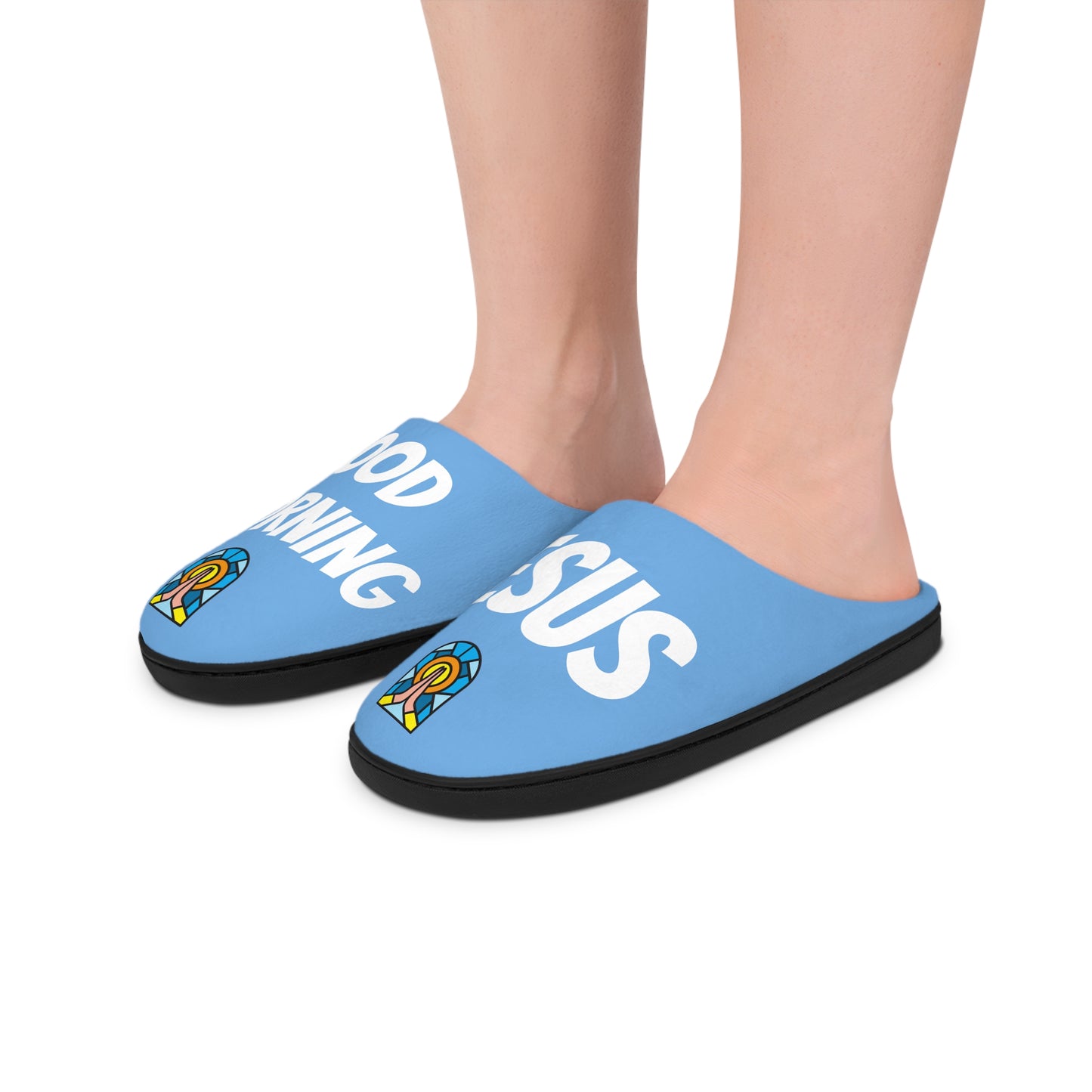 Men's Indoor Slippers - GOOD MORNING JESUS - BABY BLUE