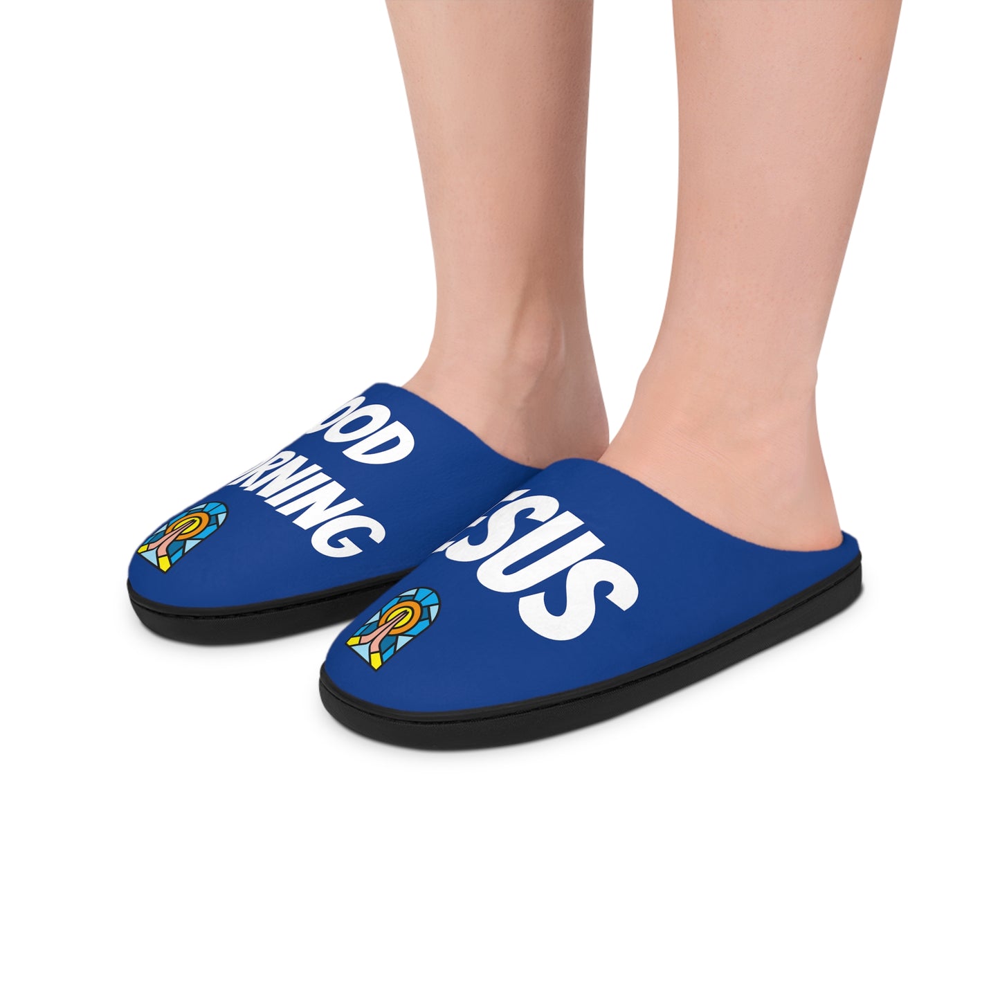 Men's Indoor Slippers - GOOD MORNING JESUS - DARK BLUE