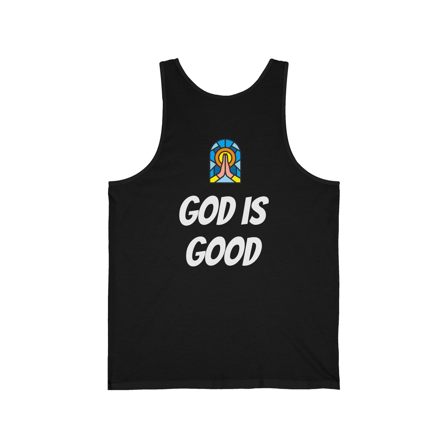Unisex Jersey Tank - White Writing - GOOD MORNING JESUS