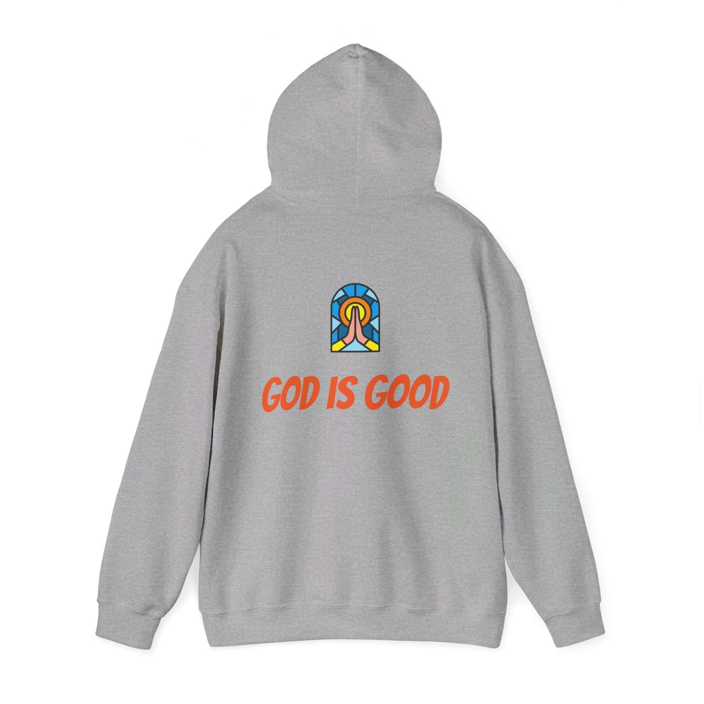 Unisex Heavy Blend™ Hooded Sweatshirt - Orange Writing - GOOD MORNING JESUS