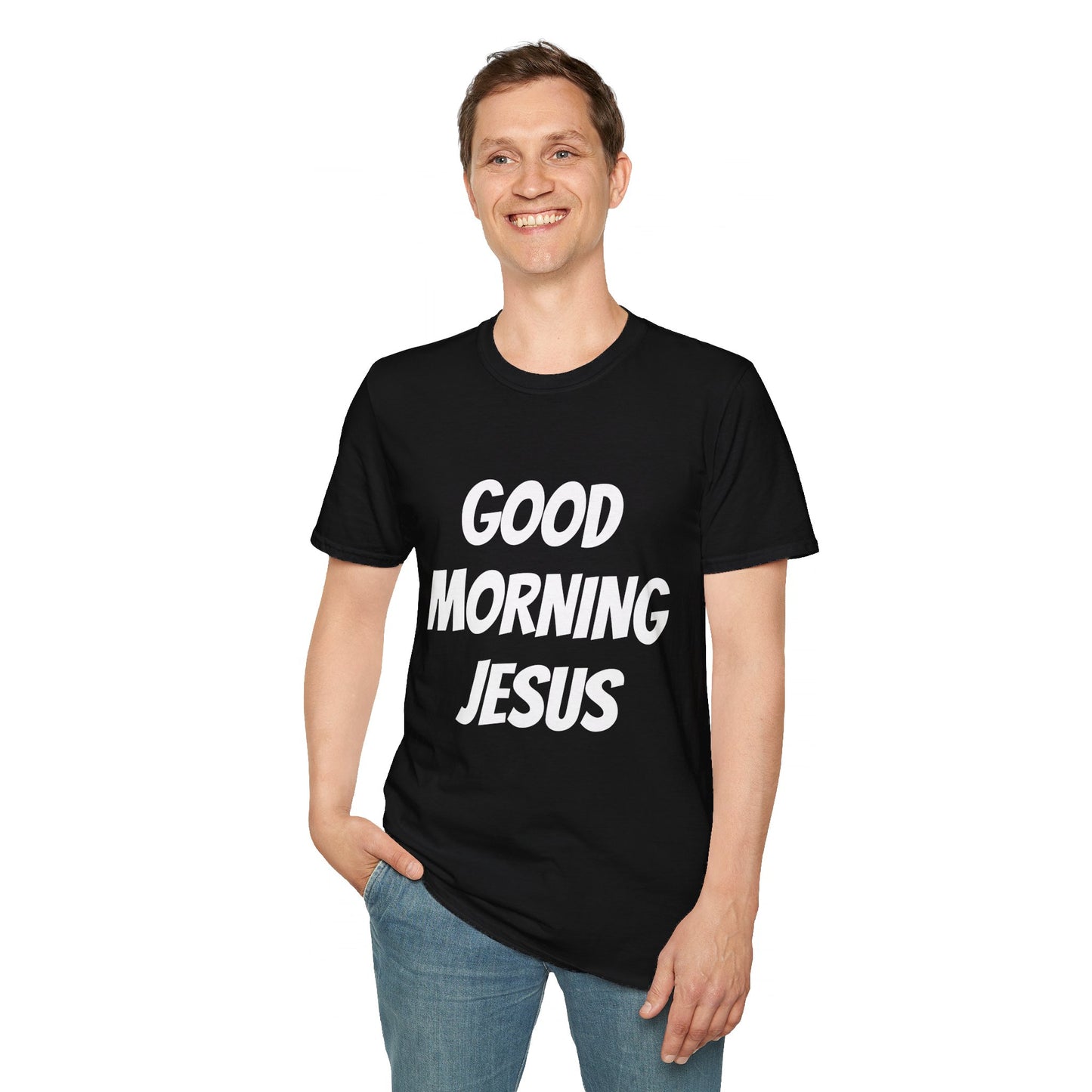 Unisex Softstyle T-Shirt - Black Writing - GOOD MORNING JESUS