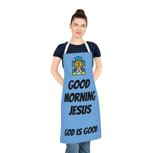 Adult Apron (AOP) - BABY BLUE - (Black Writing)