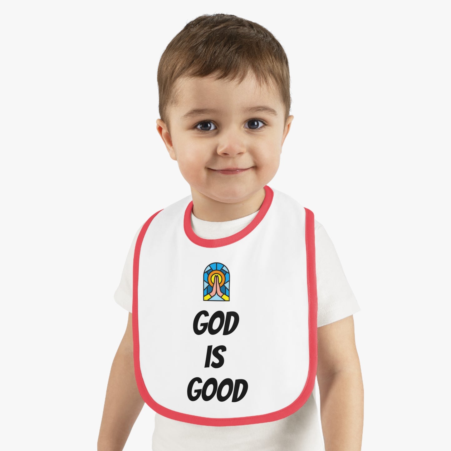 Baby Contrast Trim Jersey Bib - GOD IS GOOD