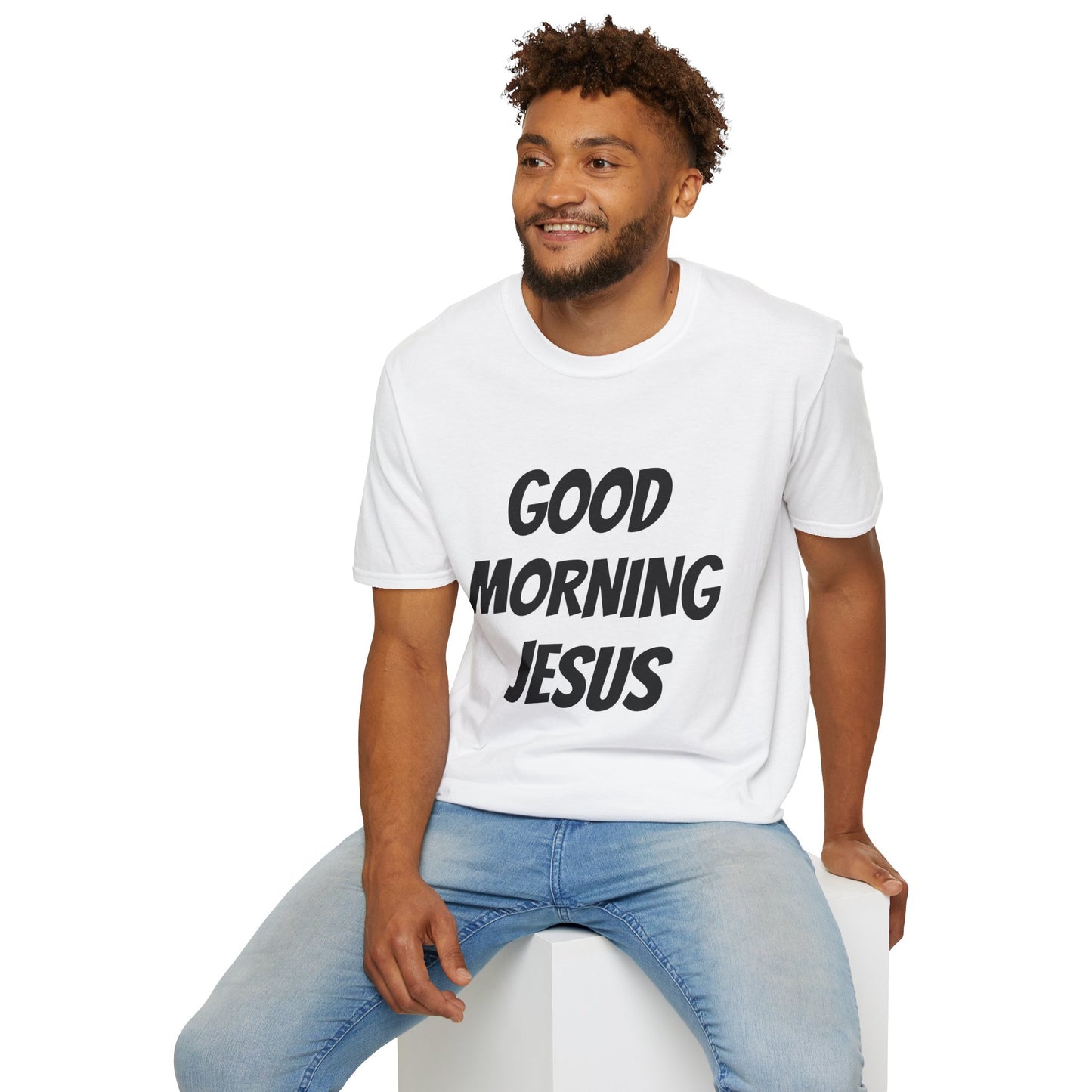 Unisex Softstyle T-Shirt - Black Writing - GOOD MORNING JESUS