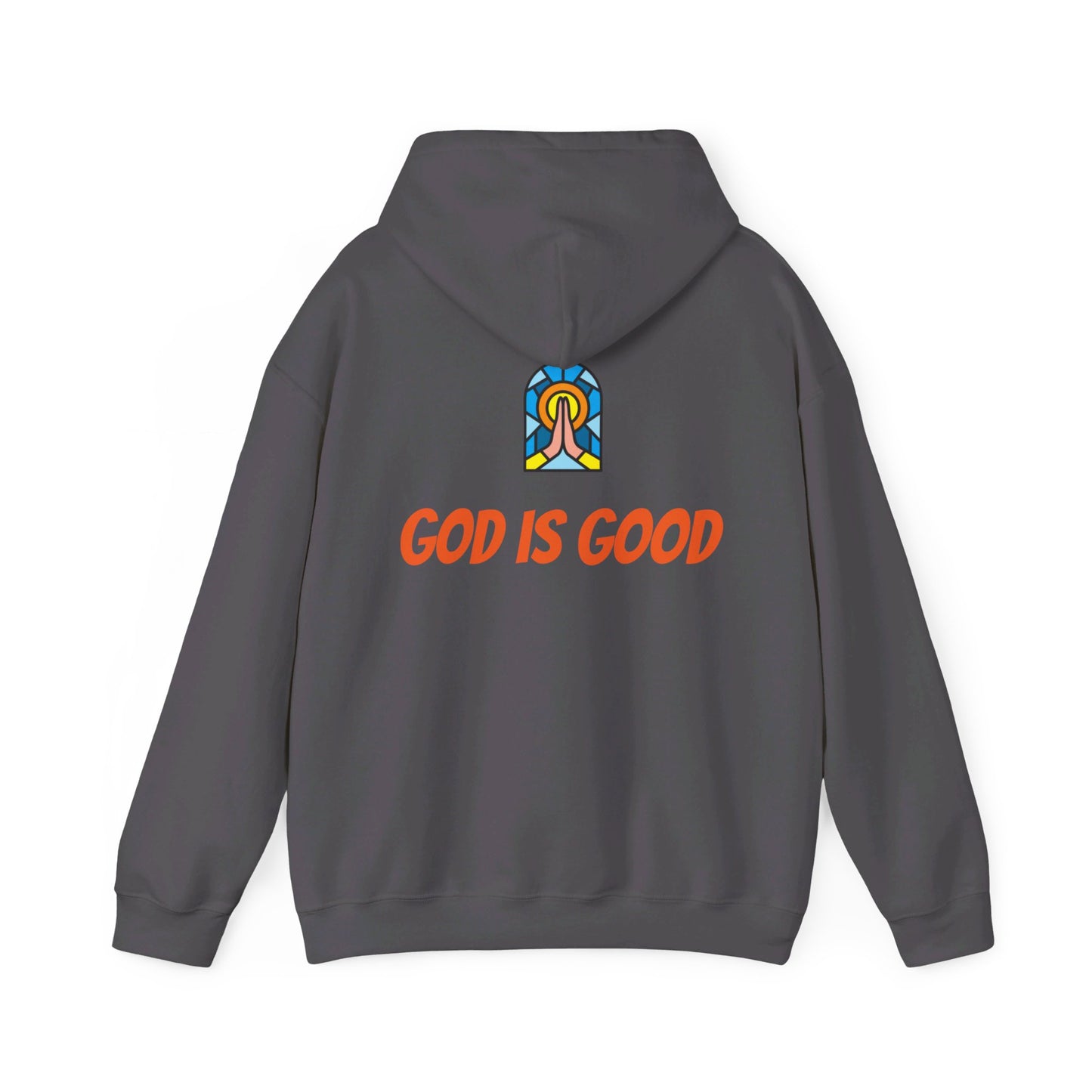 Unisex Heavy Blend™ Hooded Sweatshirt - Orange Writing - GOOD MORNING JESUS
