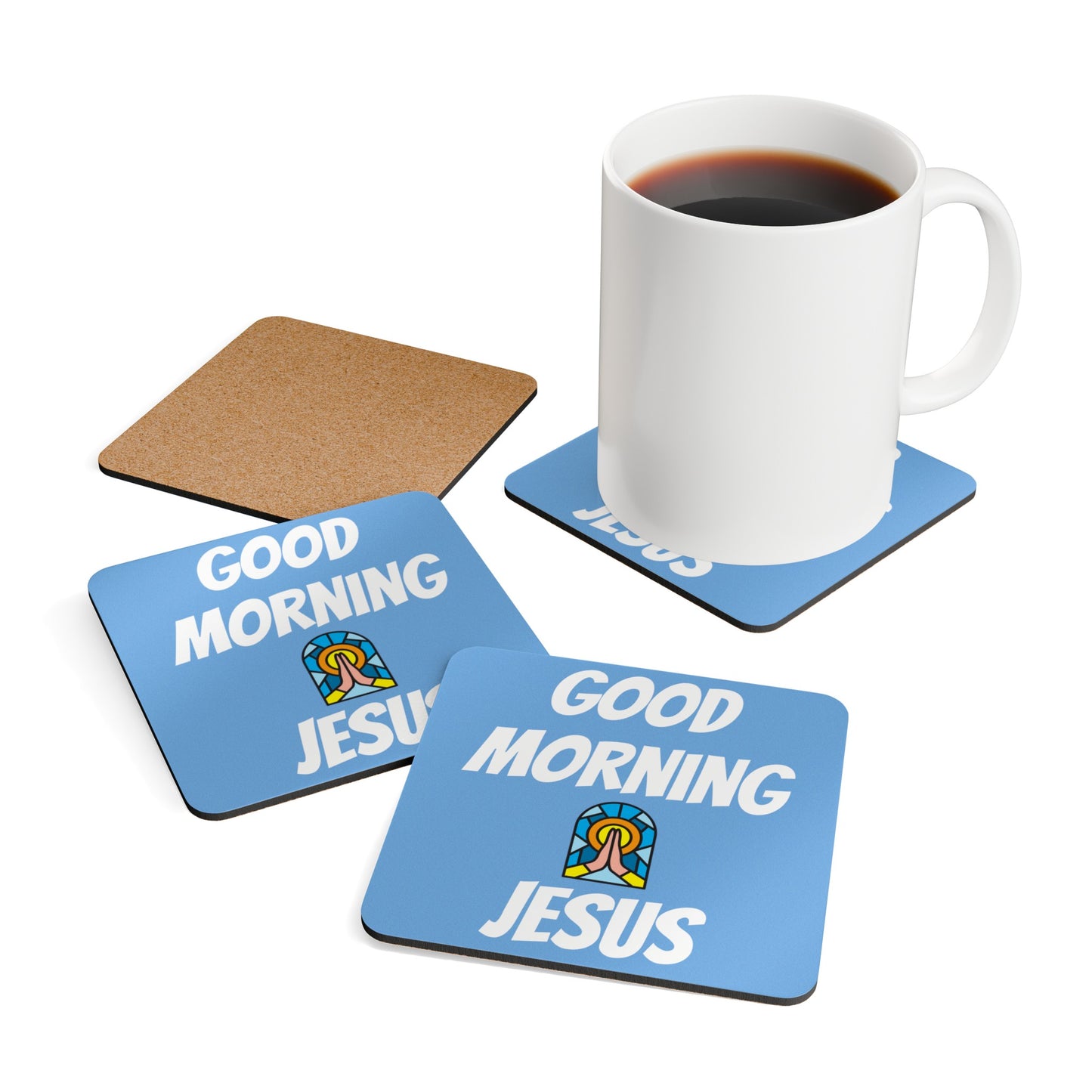 Corkwood Coaster Set - BABY BLUE