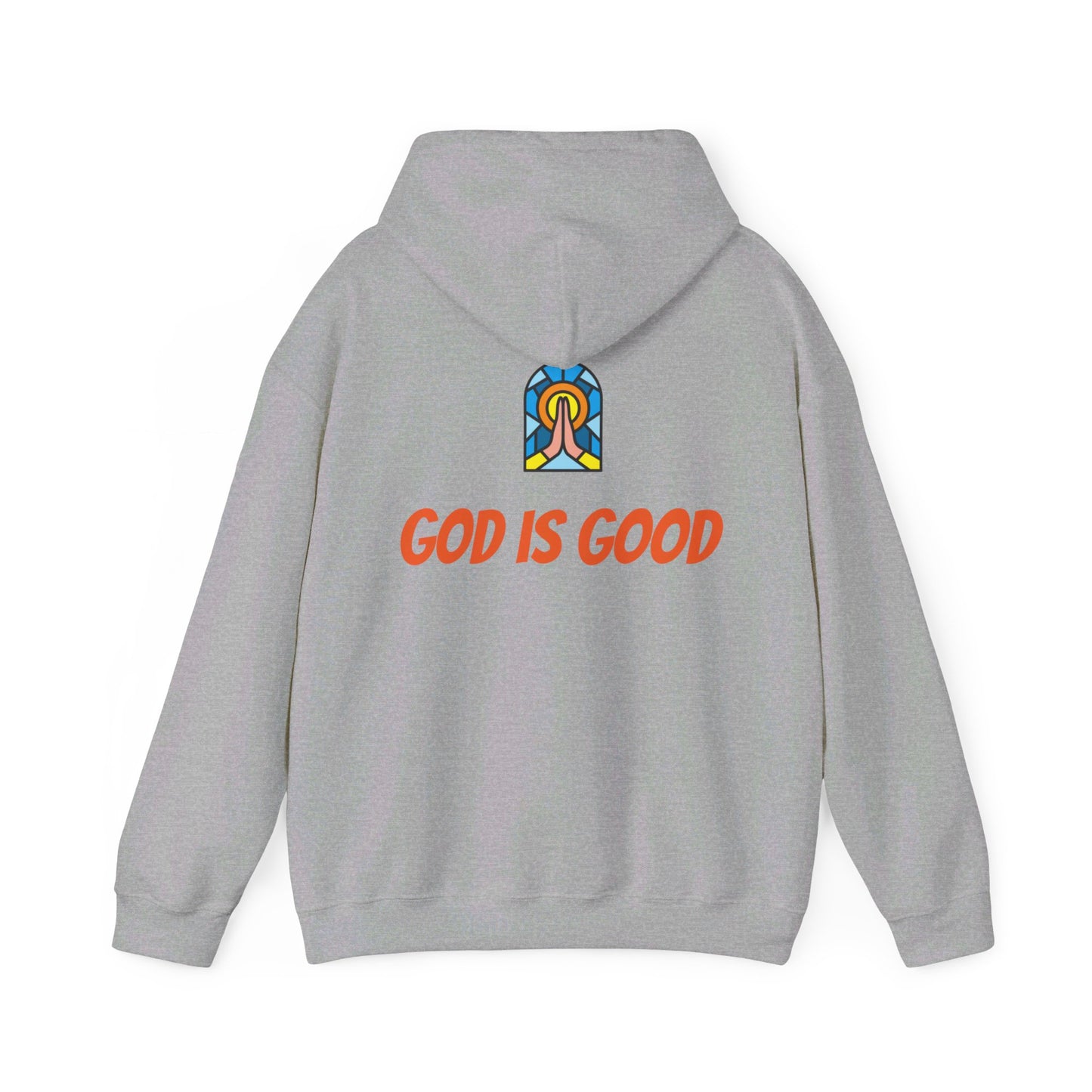 Unisex Heavy Blend™ Hooded Sweatshirt - Orange Writing - GOOD MORNING JESUS