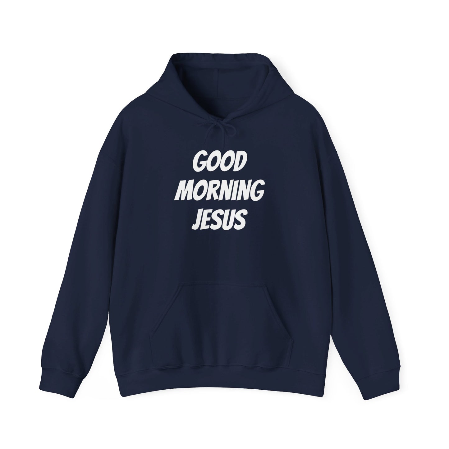 Unisex Heavy Blend™ Hooded Sweatshirt - Black Writing - GOOD MORNING JESUS