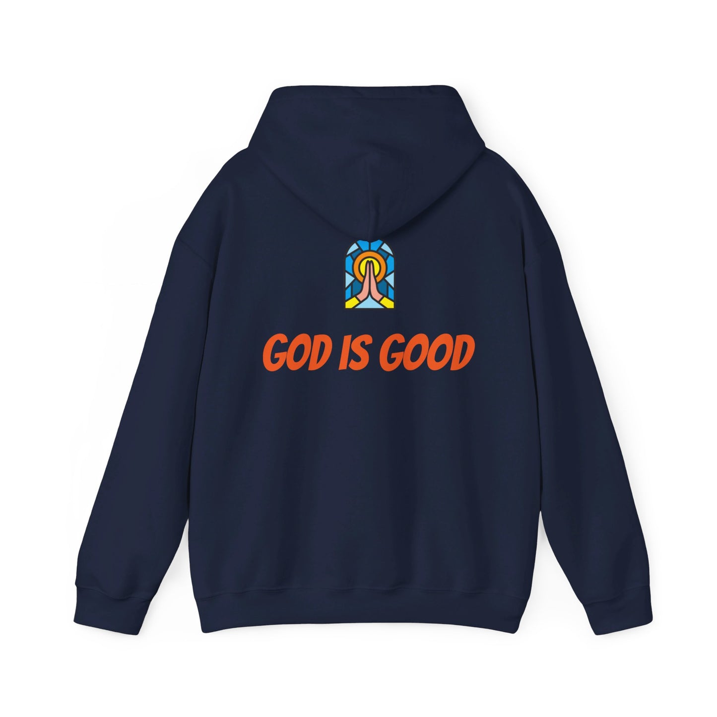 Unisex Heavy Blend™ Hooded Sweatshirt - Orange Writing - GOOD MORNING JESUS