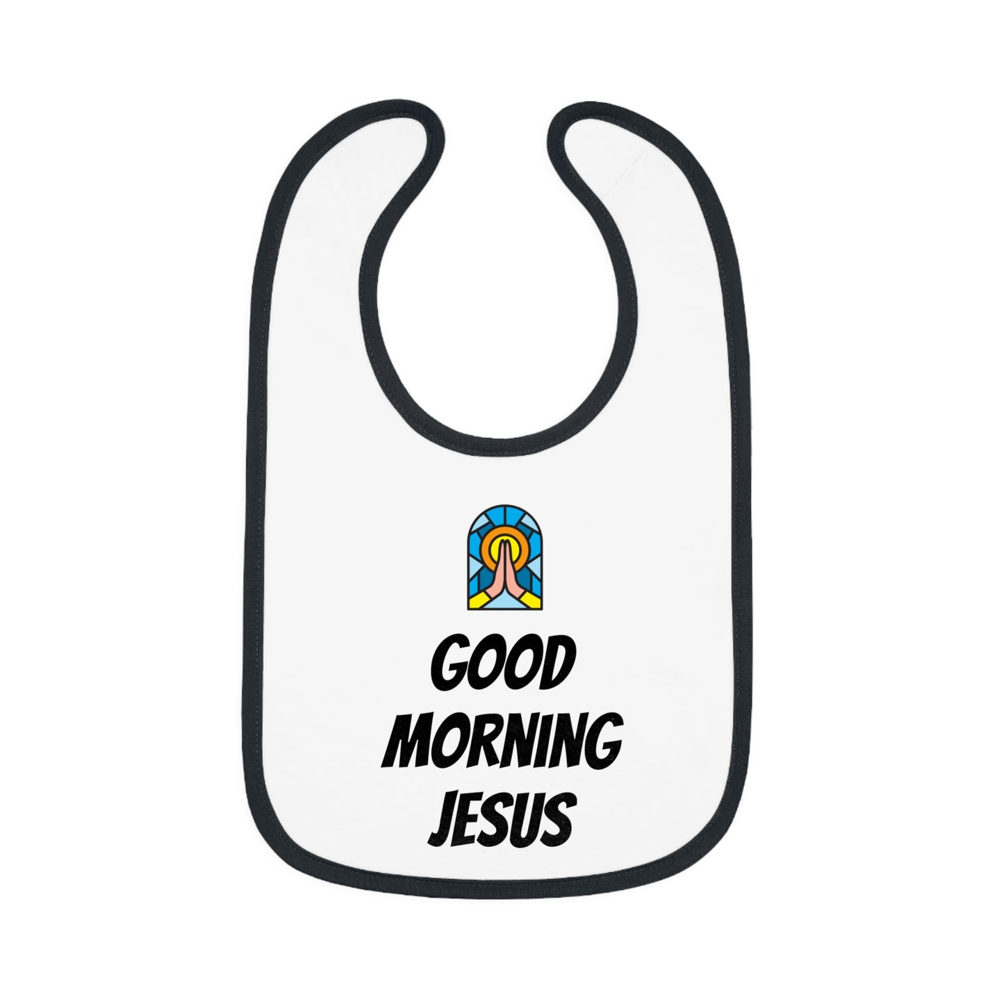 Baby Contrast Trim Jersey Bib - GOOD MORNING JESUS