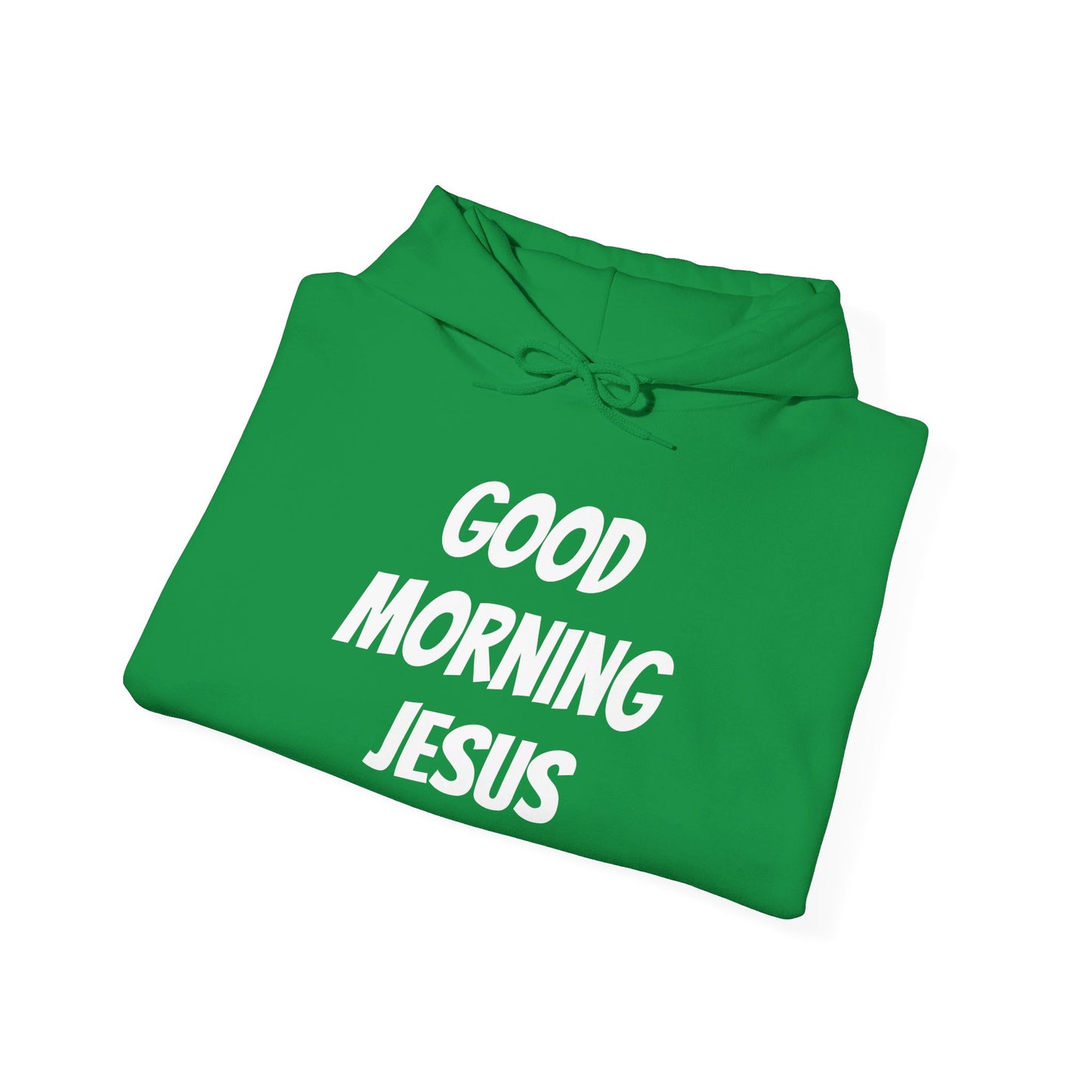 Unisex Heavy Blend™ Hooded Sweatshirt - Black Writing - GOOD MORNING JESUS