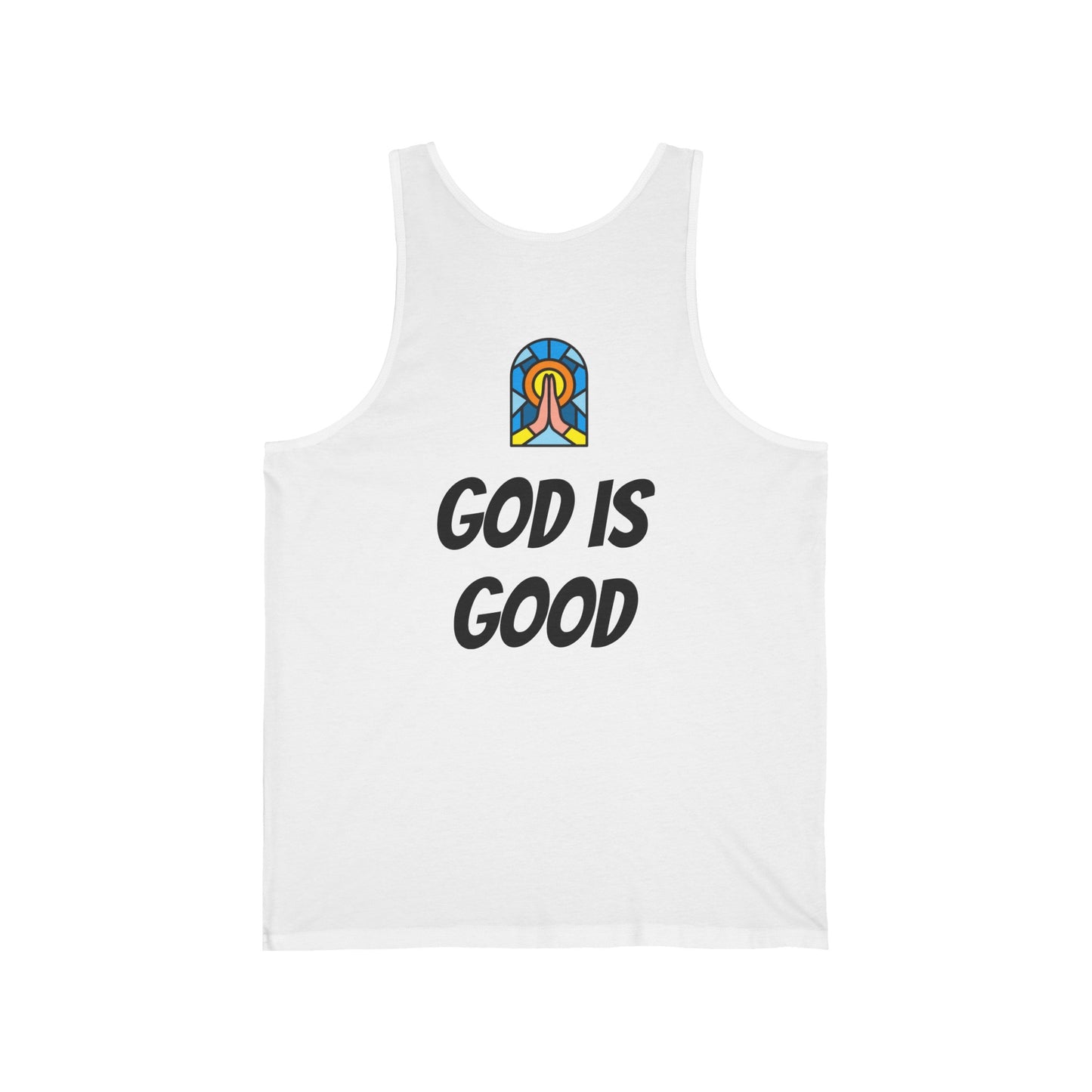 Unisex Jersey Tank - Black Writing - GOOD MORNING JESUS