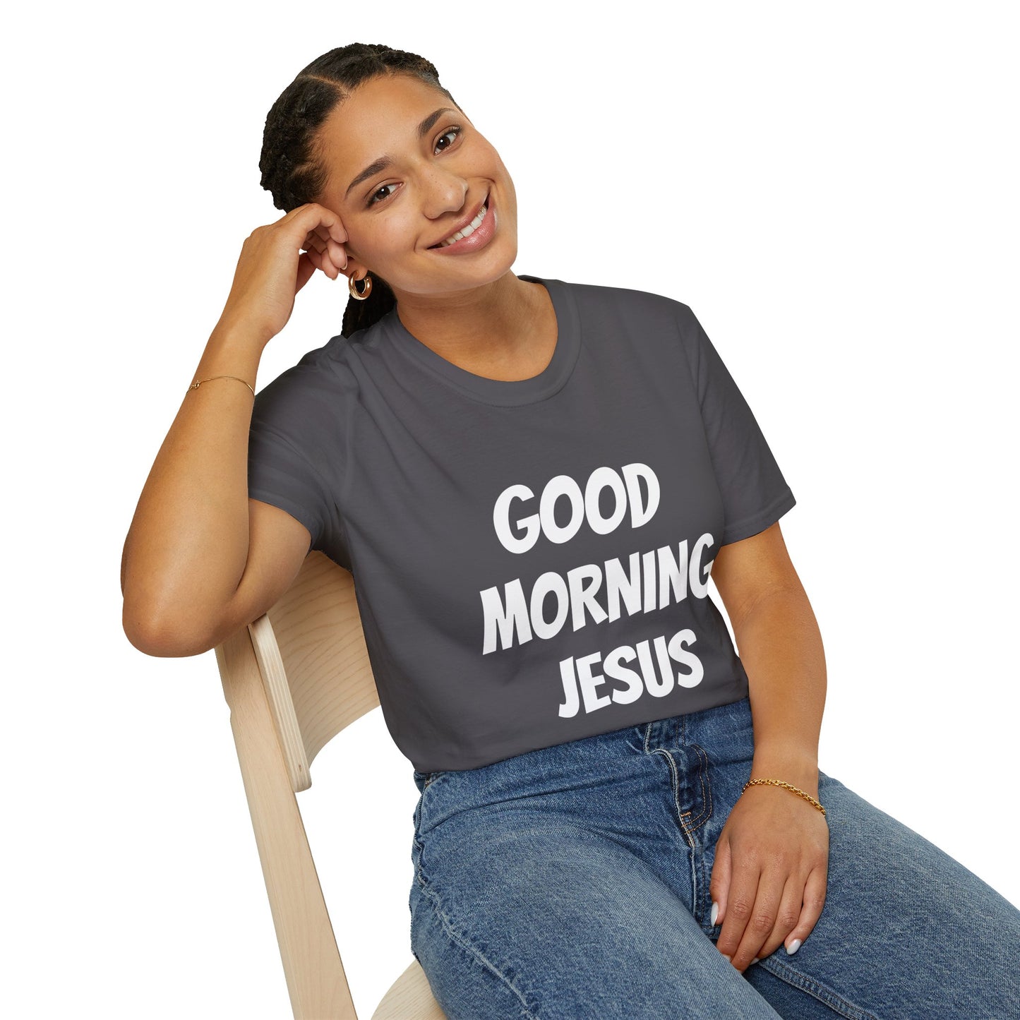 Unisex Softstyle T-Shirt - Black Writing - GOOD MORNING JESUS