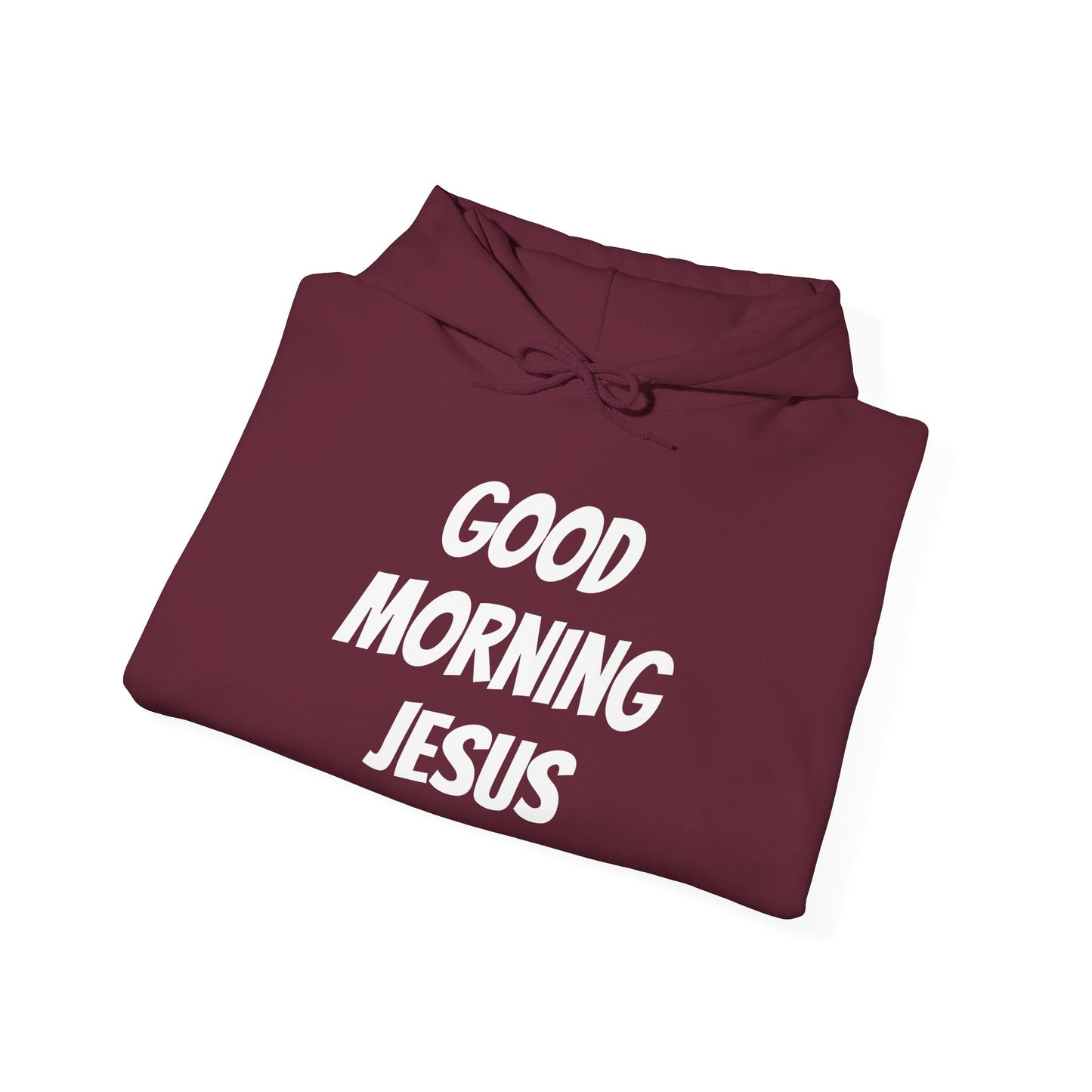 Unisex Heavy Blend™ Hooded Sweatshirt - Black Writing - GOOD MORNING JESUS