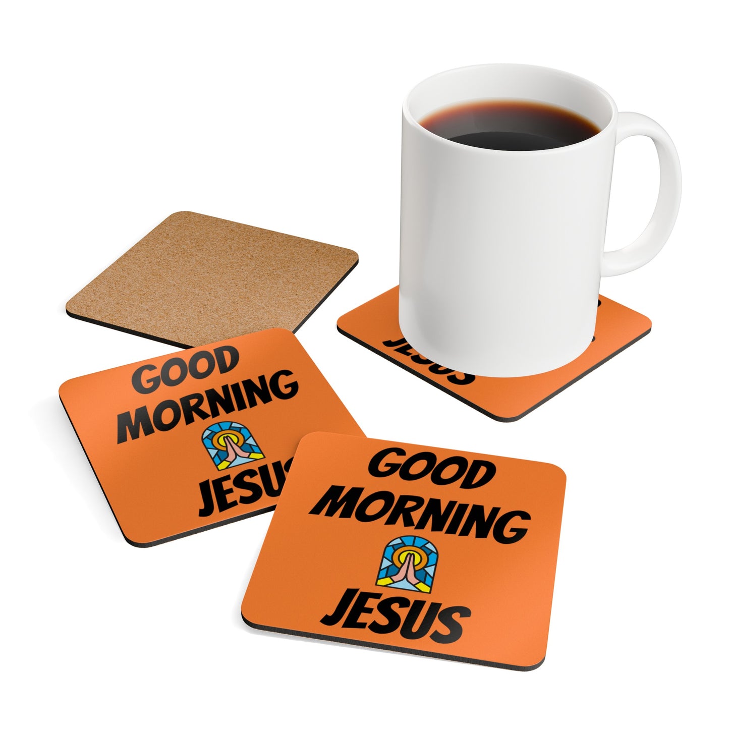 Corkwood Coaster Set - ORANGE