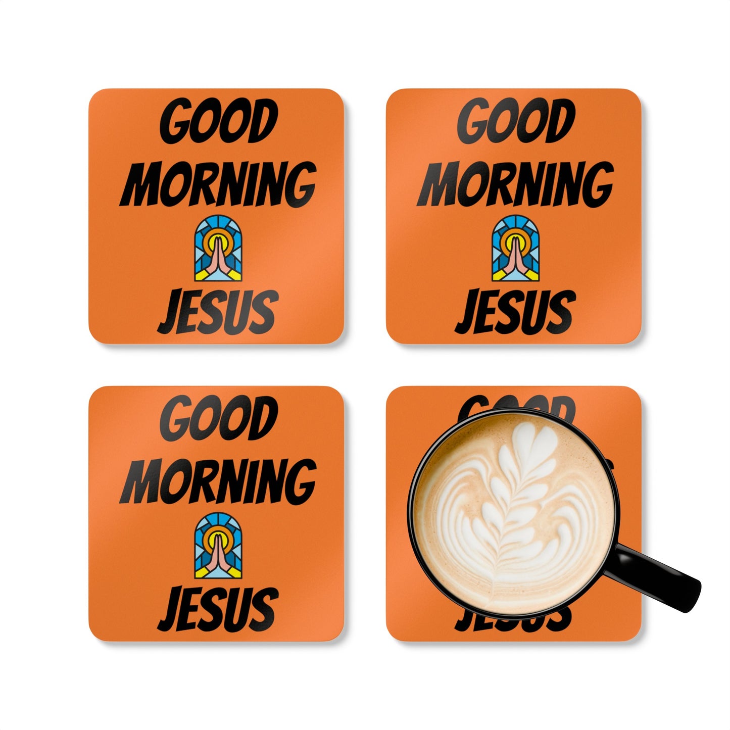 Corkwood Coaster Set - ORANGE