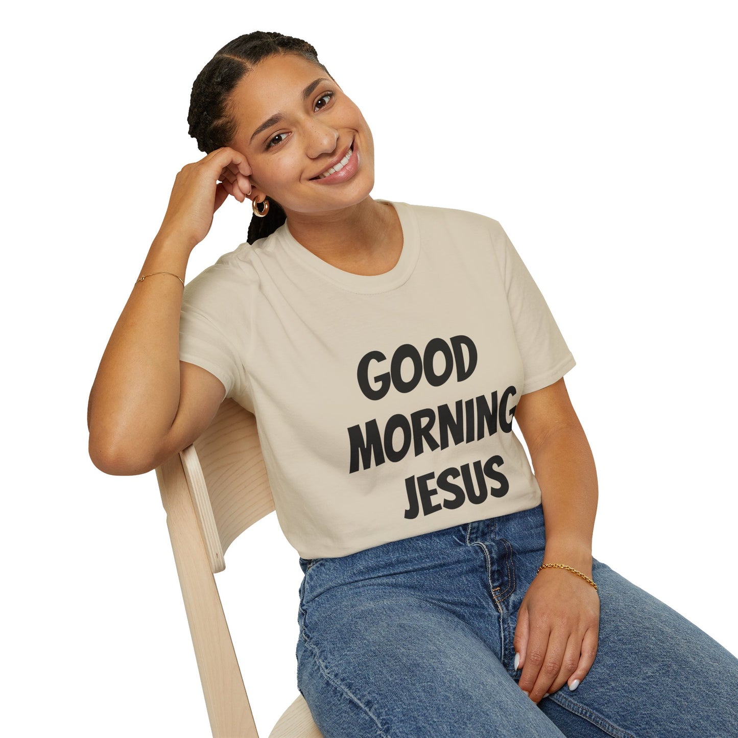 Unisex Softstyle T-Shirt - Black Writing - GOOD MORNING JESUS