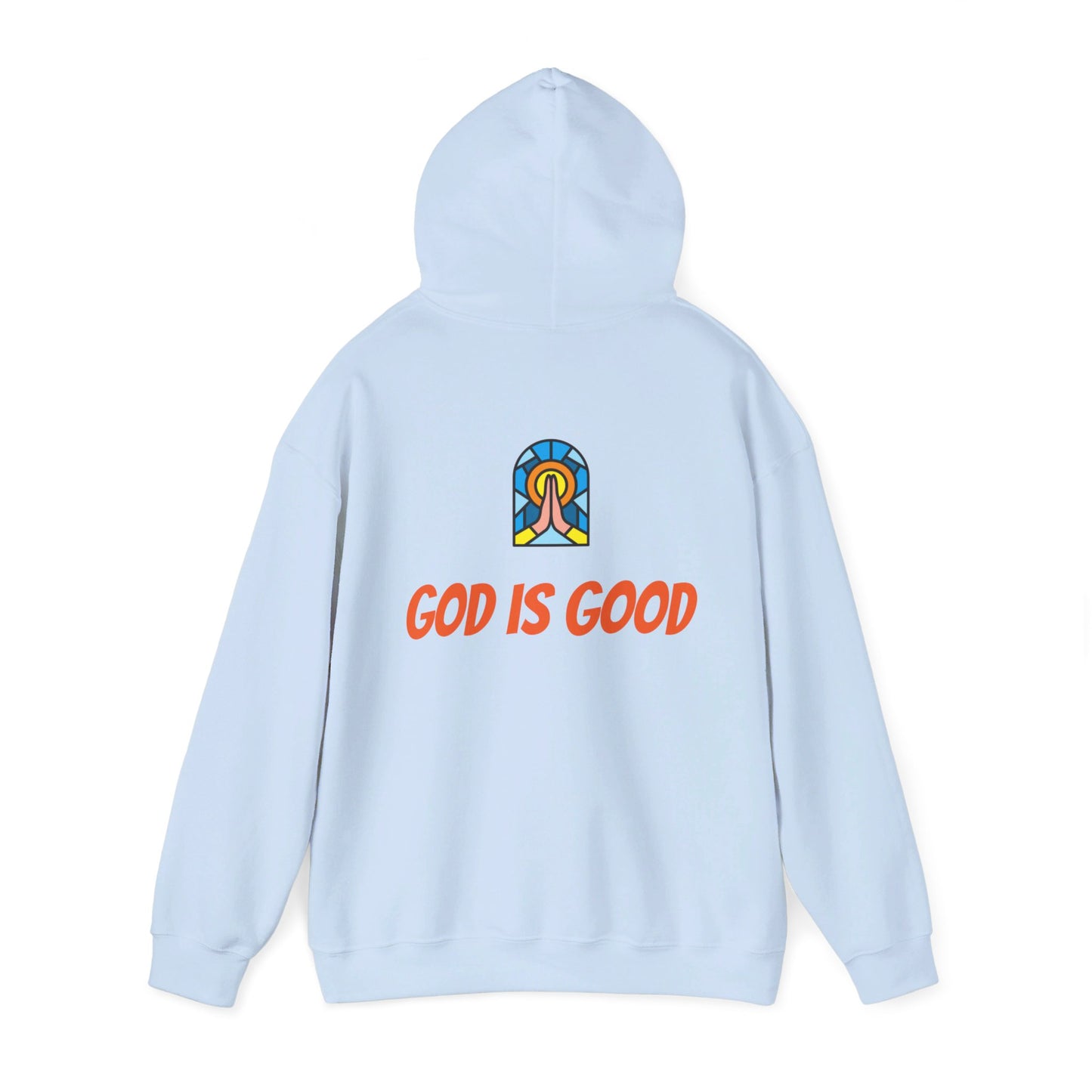 Unisex Heavy Blend™ Hooded Sweatshirt - Orange Writing - GOOD MORNING JESUS