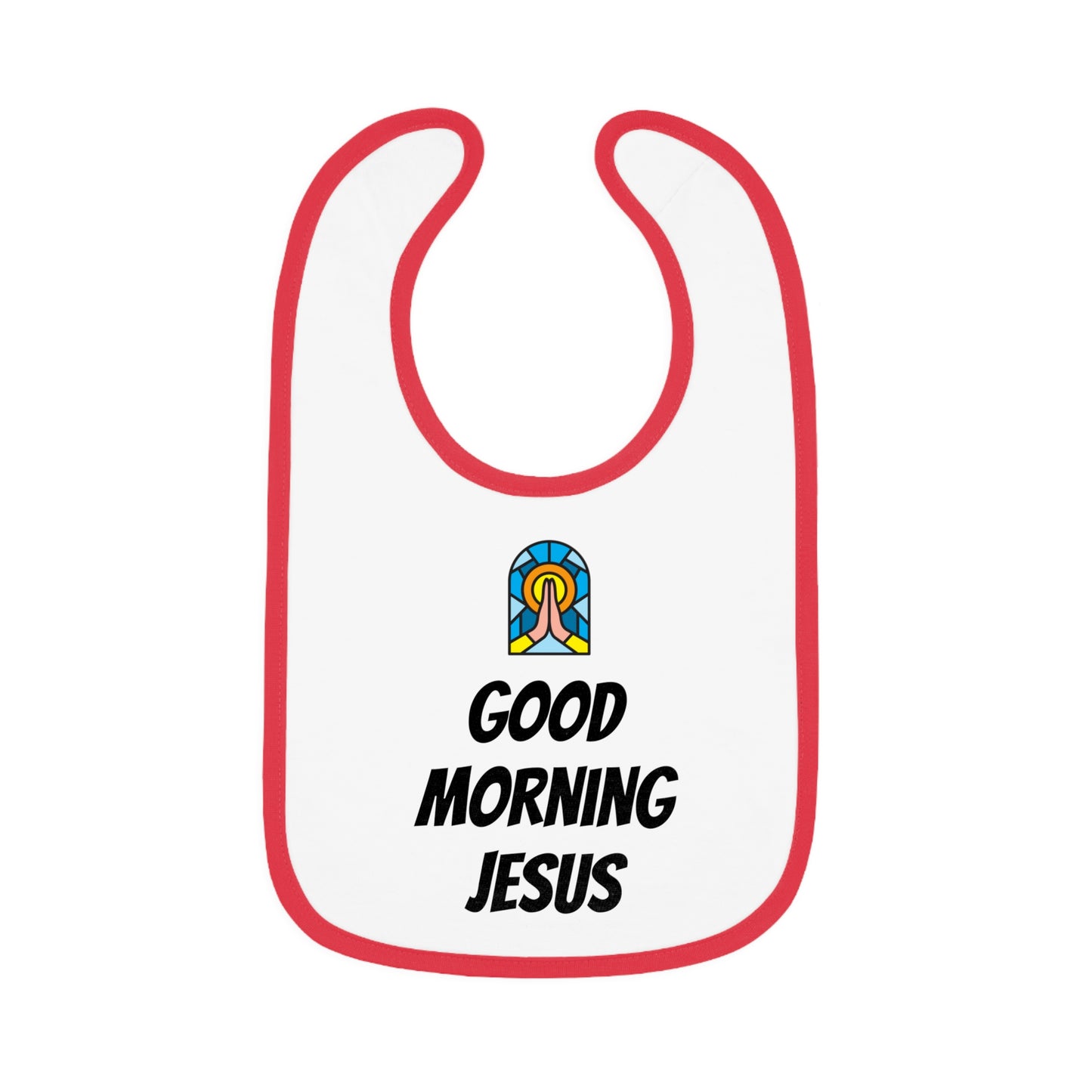 Baby Contrast Trim Jersey Bib - GOOD MORNING JESUS