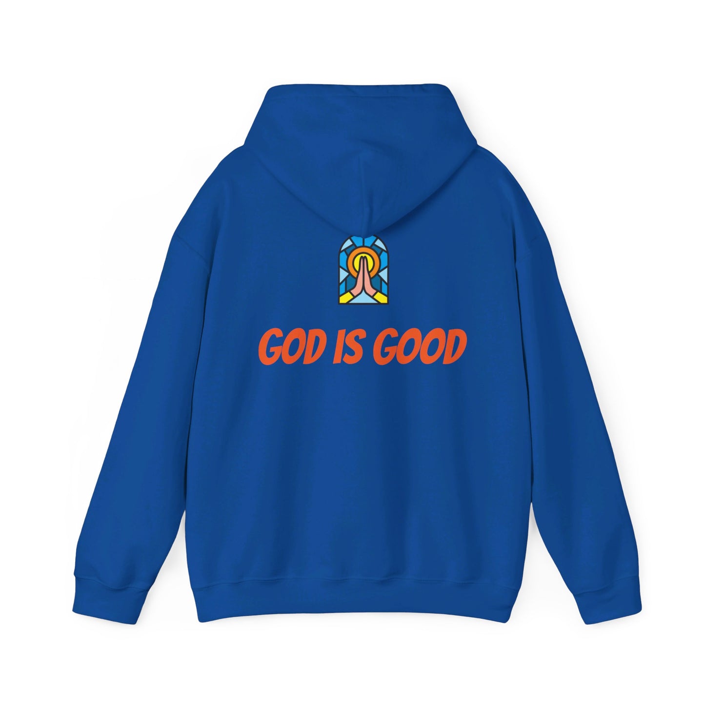 Unisex Heavy Blend™ Hooded Sweatshirt - Orange Writing - GOOD MORNING JESUS