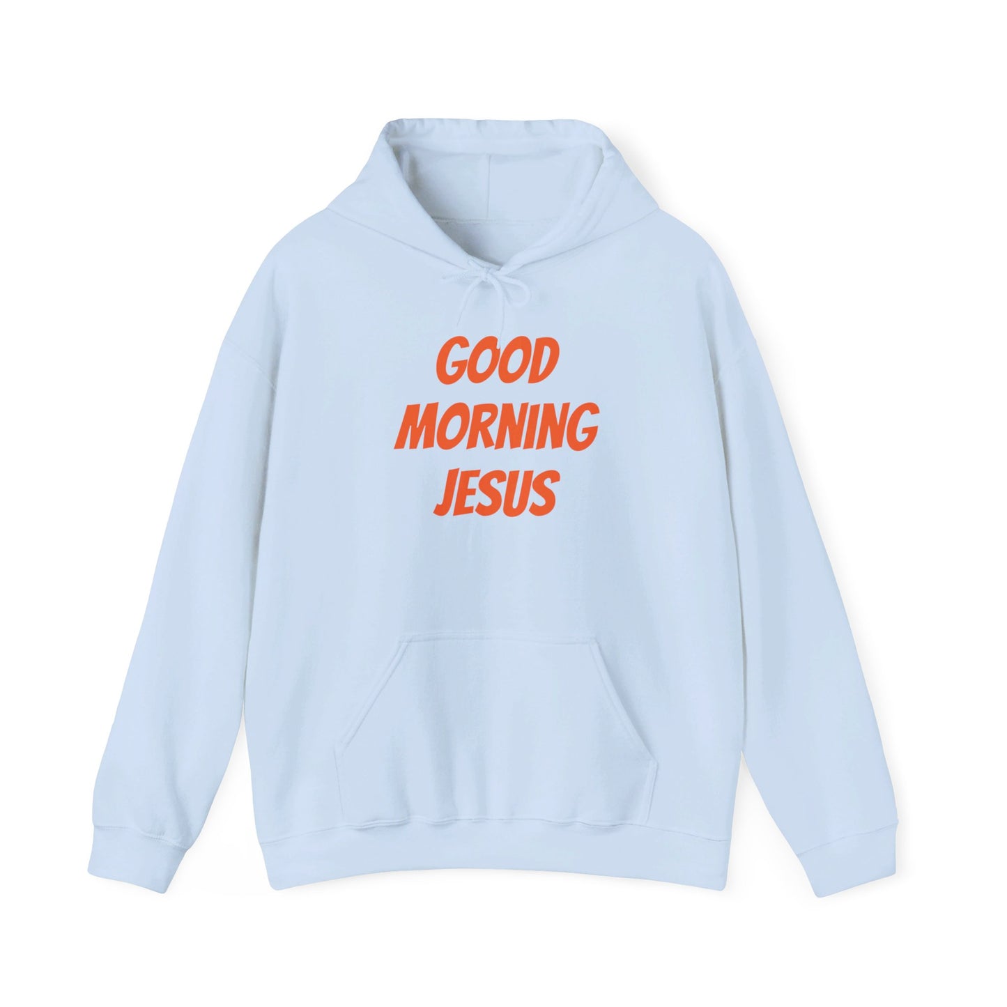 Unisex Heavy Blend™ Hooded Sweatshirt - Orange Writing - GOOD MORNING JESUS