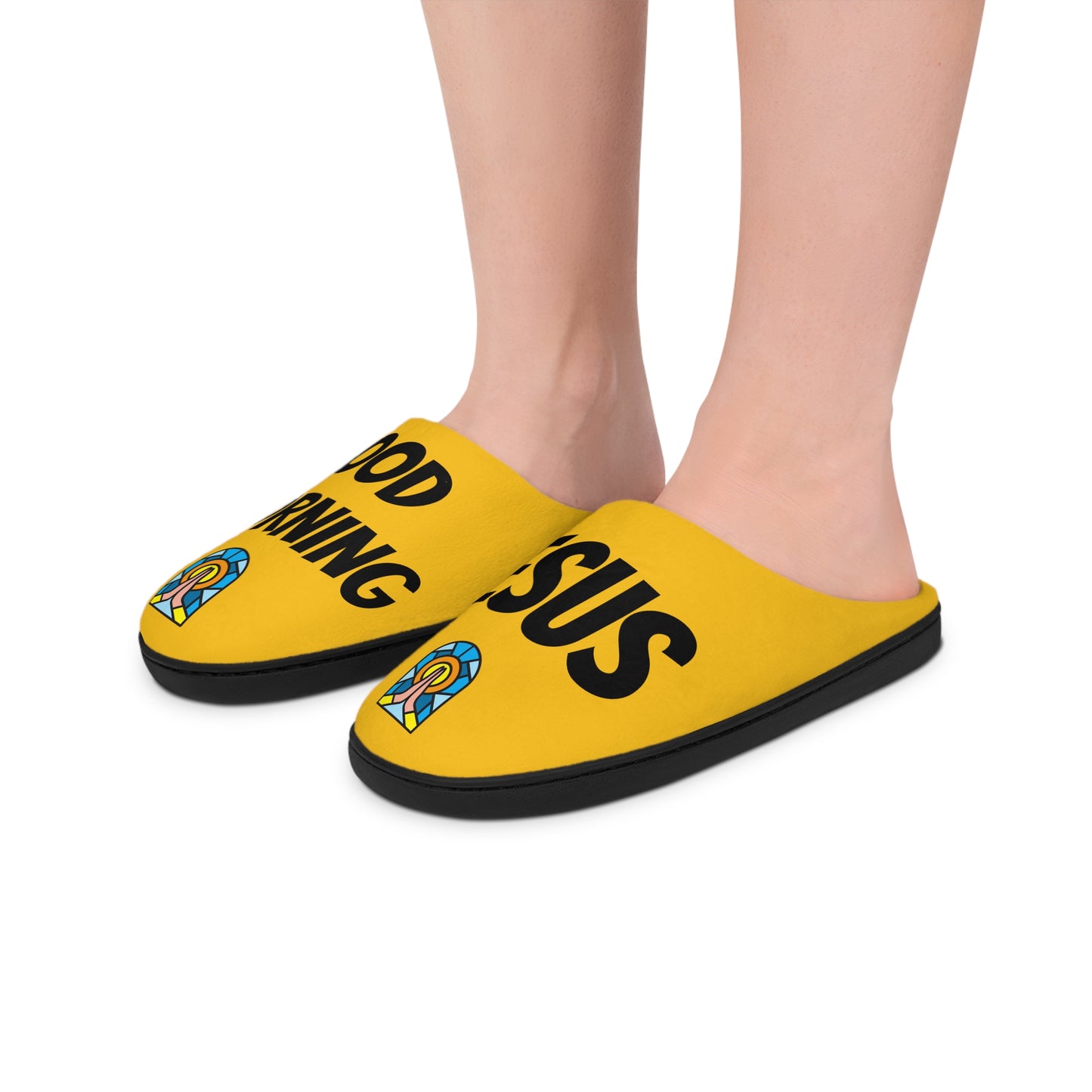 Men's Indoor Slippers - GOOD MORNING JESUS - YELLOW