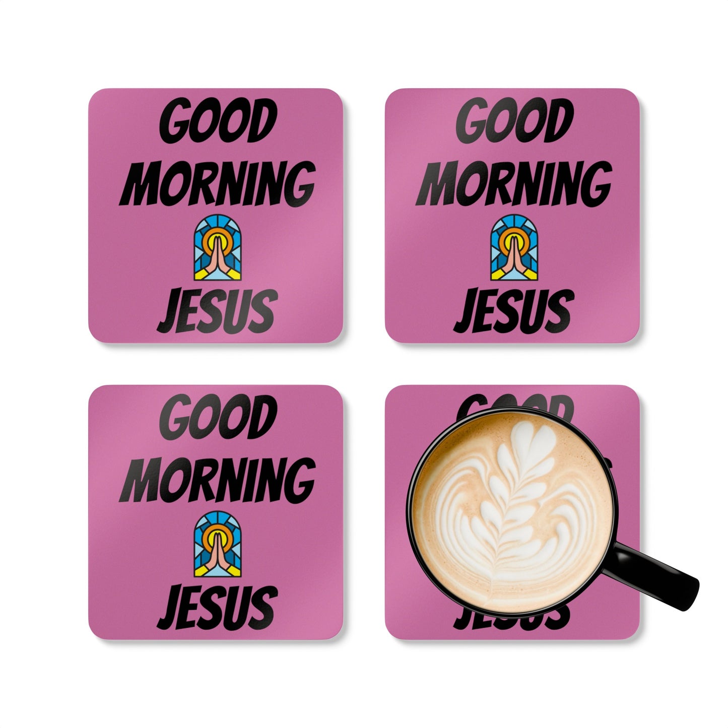 Corkwood Coaster Set - PINK