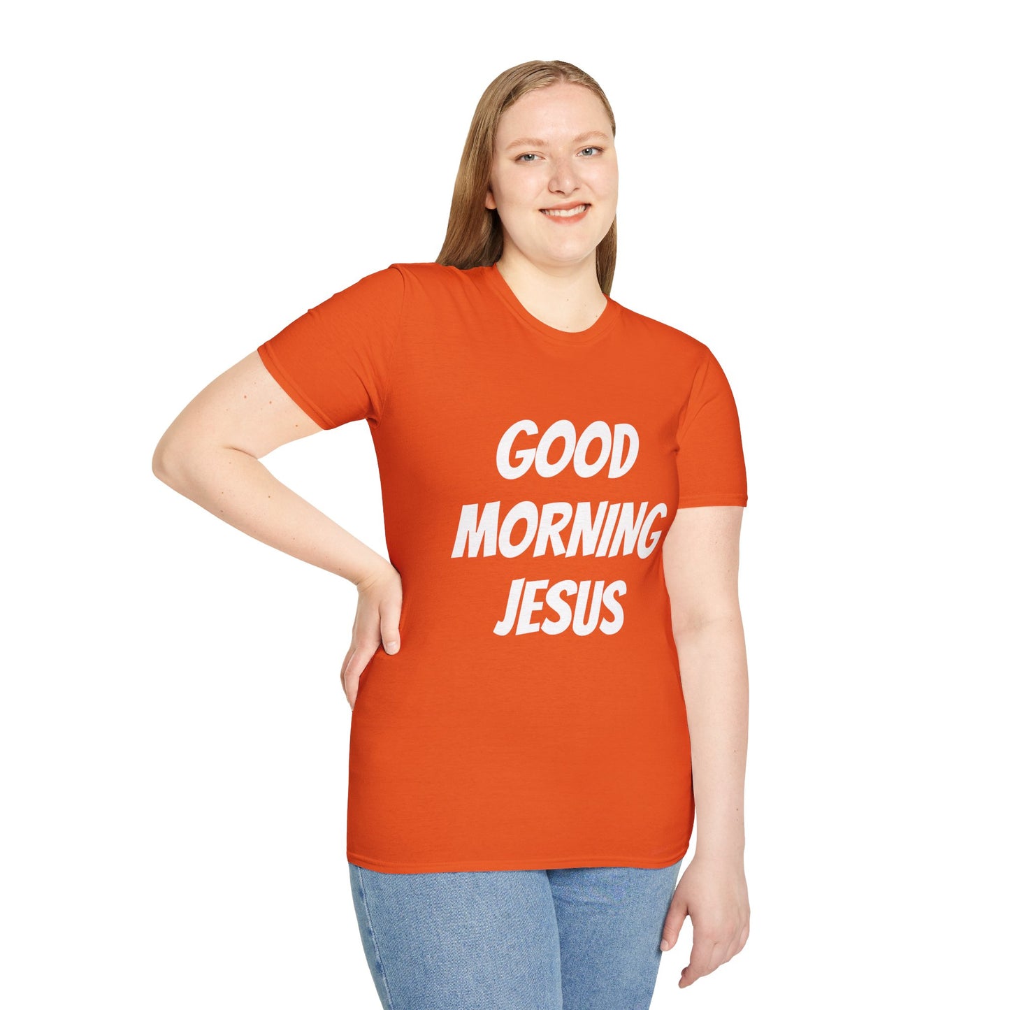 Unisex Softstyle T-Shirt - Black Writing - GOOD MORNING JESUS