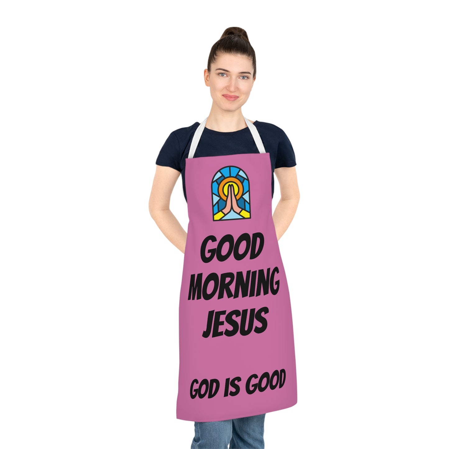 Adult Apron (AOP) - PINK - (Black Writing)