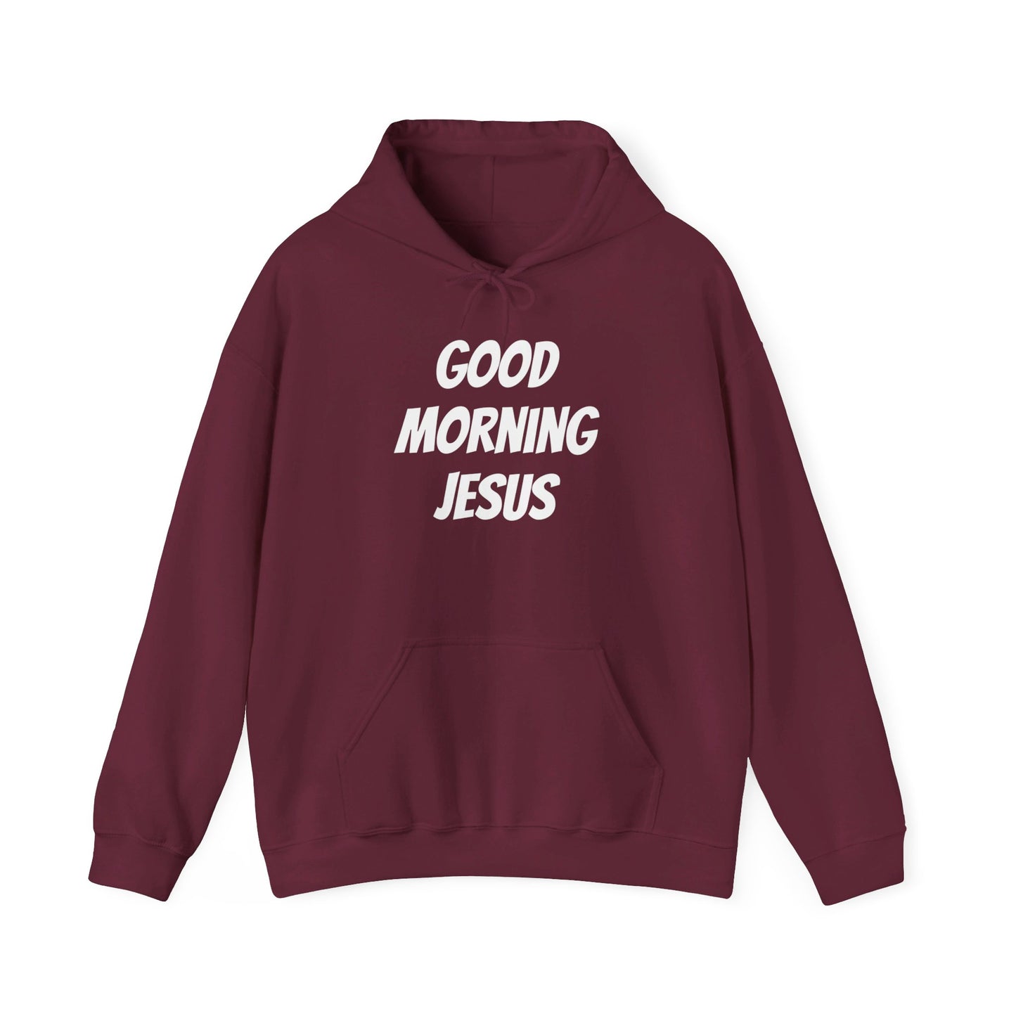 Unisex Heavy Blend™ Hooded Sweatshirt - Black Writing - GOOD MORNING JESUS
