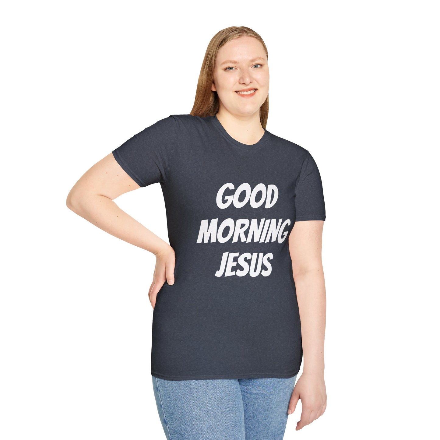 Unisex Softstyle T-Shirt - Black Writing - GOOD MORNING JESUS