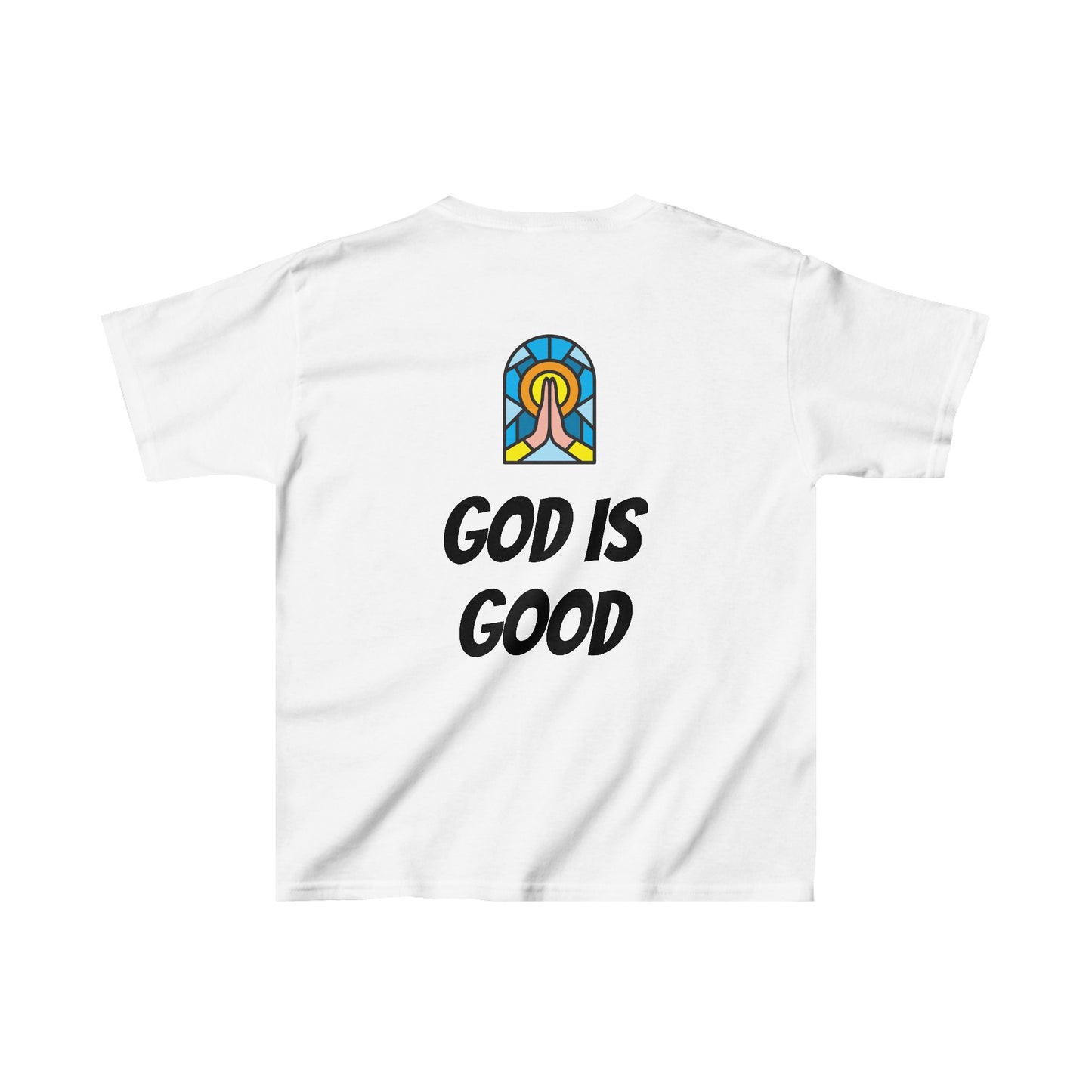 Kids Heavy Cotton™ Tee - Black Writing - GOOD MORNING JESUS - ORANGE