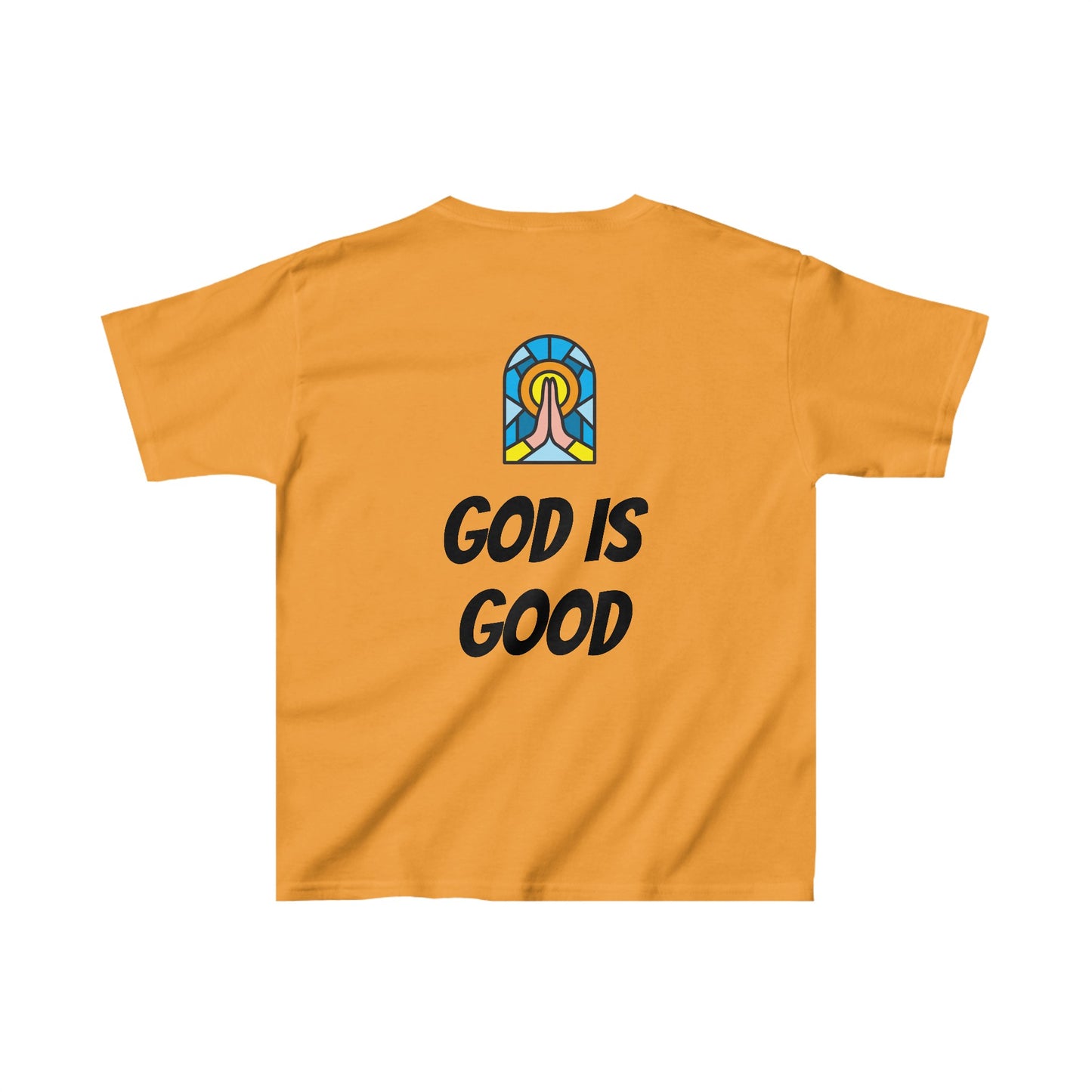 Kids Heavy Cotton™ Tee - Black Writing - GOOD MORNING JESUS - ORANGE