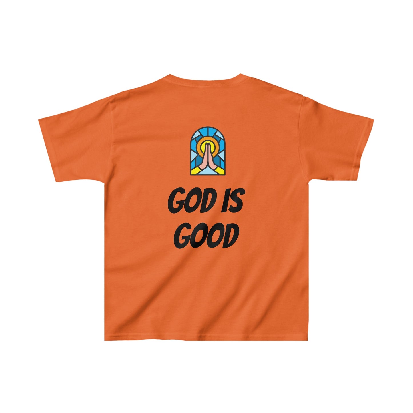 Kids Heavy Cotton™ Tee - Black Writing - GOOD MORNING JESUS - ORANGE