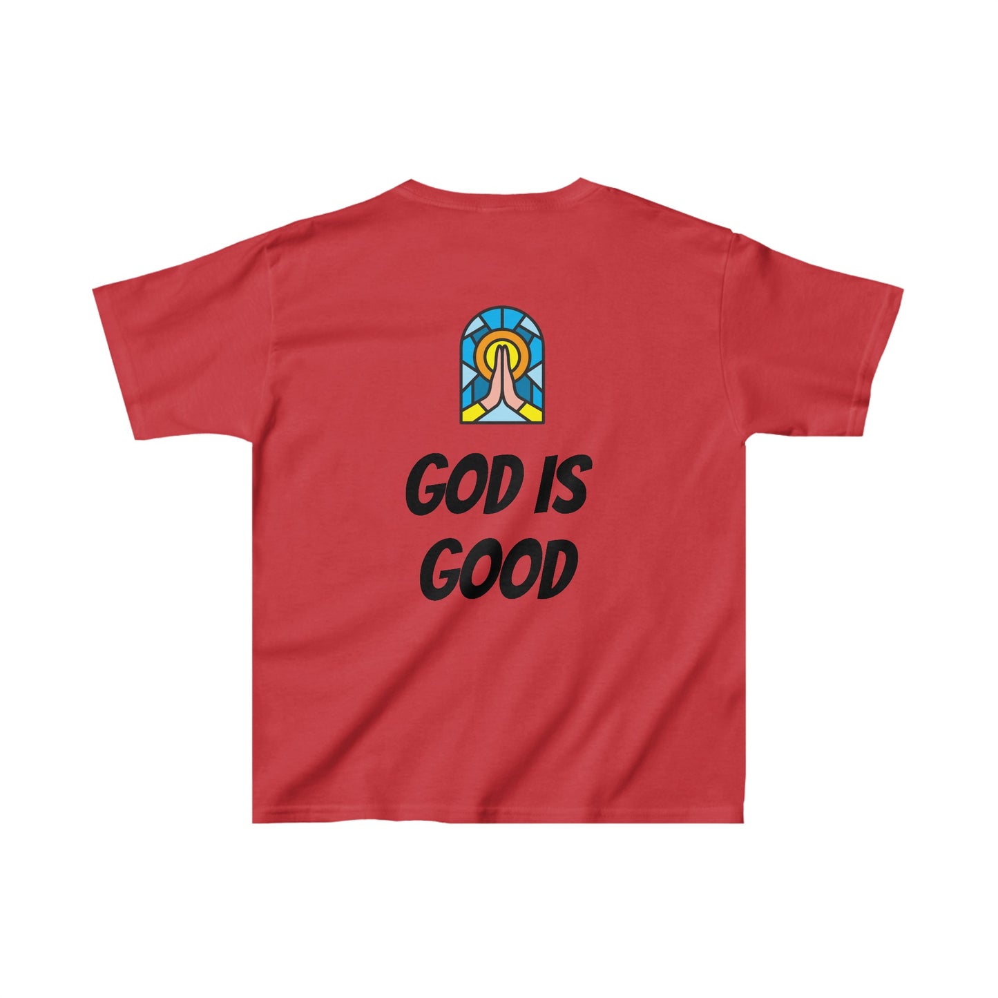 Kids Heavy Cotton™ Tee - Black Writing - GOOD MORNING JESUS - ORANGE