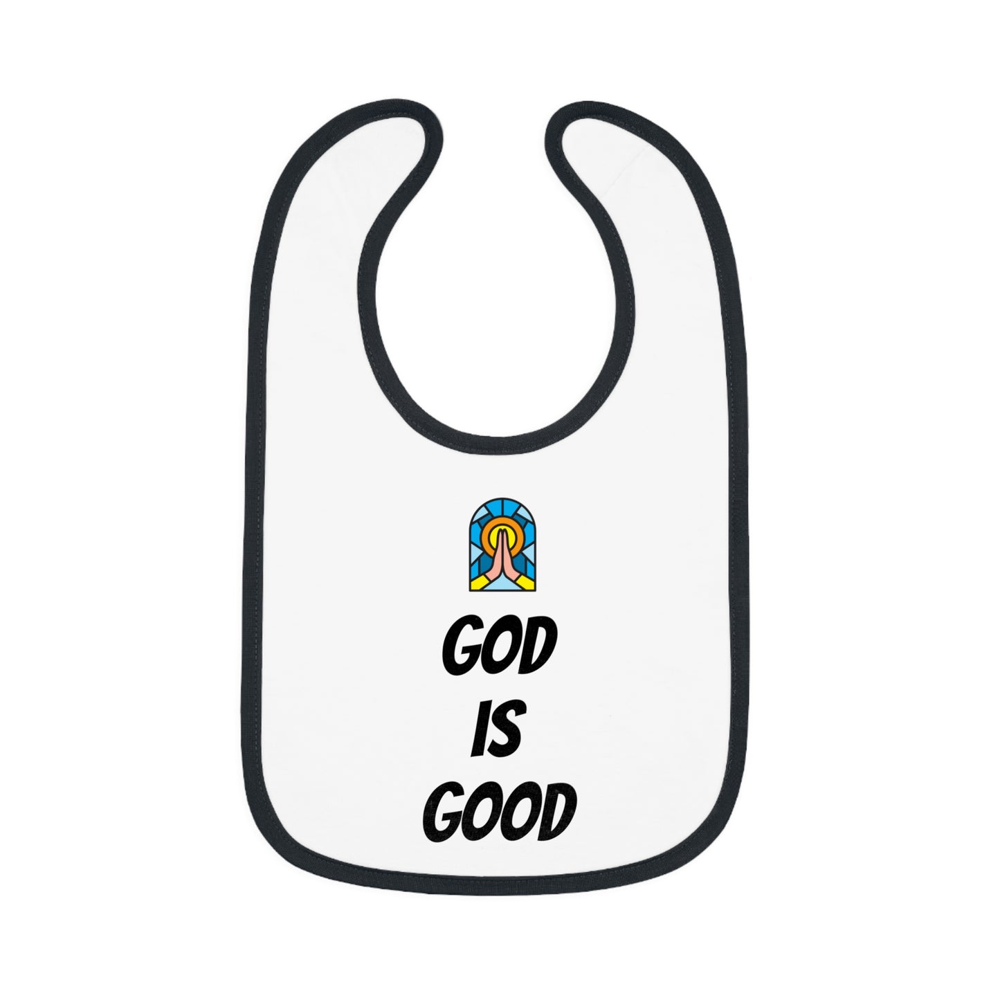 Baby Contrast Trim Jersey Bib - GOD IS GOOD