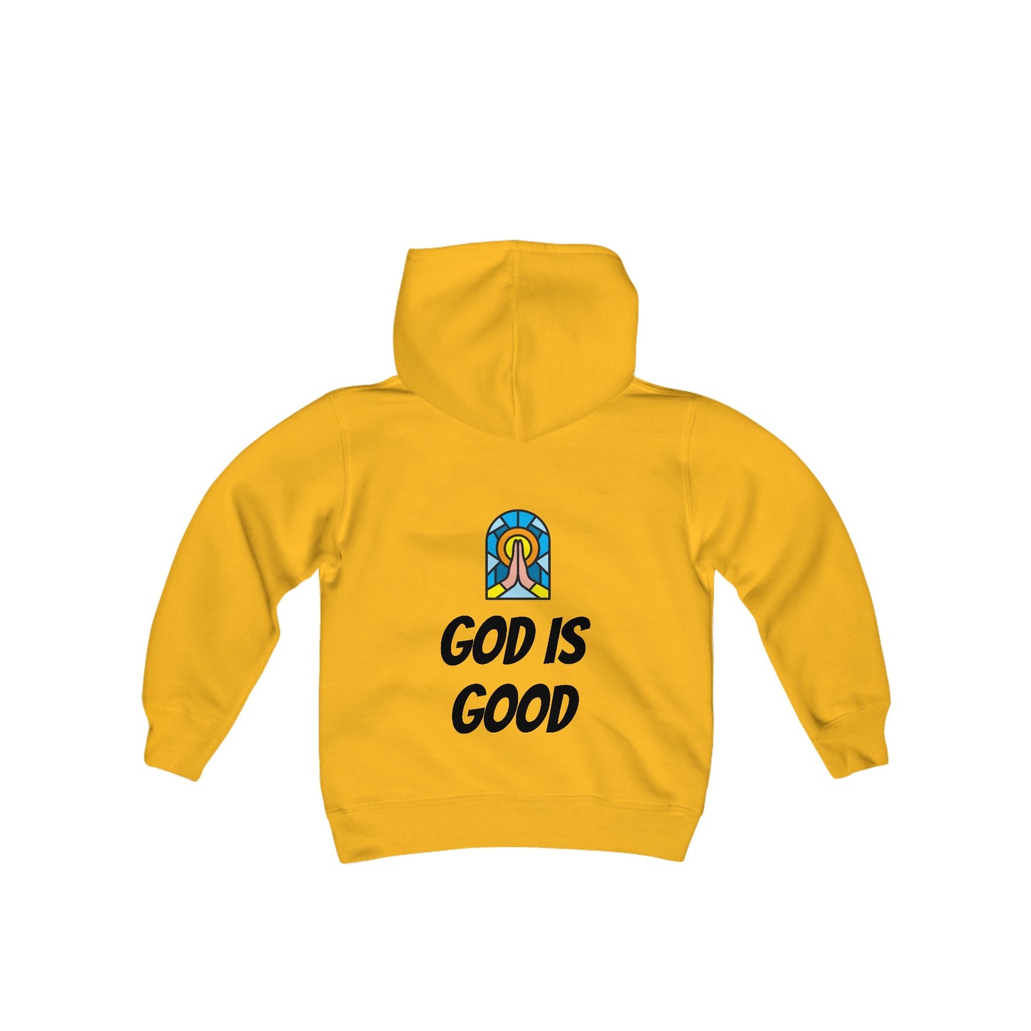 Youth Heavy Blend Hooded Sweatshirt - Black Writing - GOOD MORNING JESUS - PINK