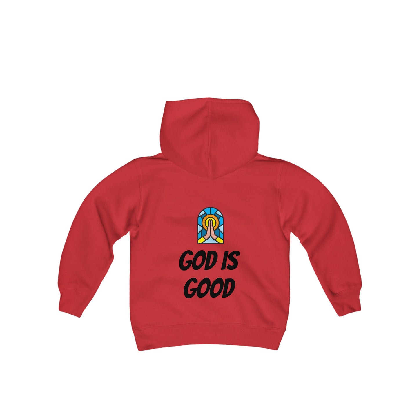 Youth Heavy Blend Hooded Sweatshirt - Black Writing - GOOD MORNING JESUS - PINK