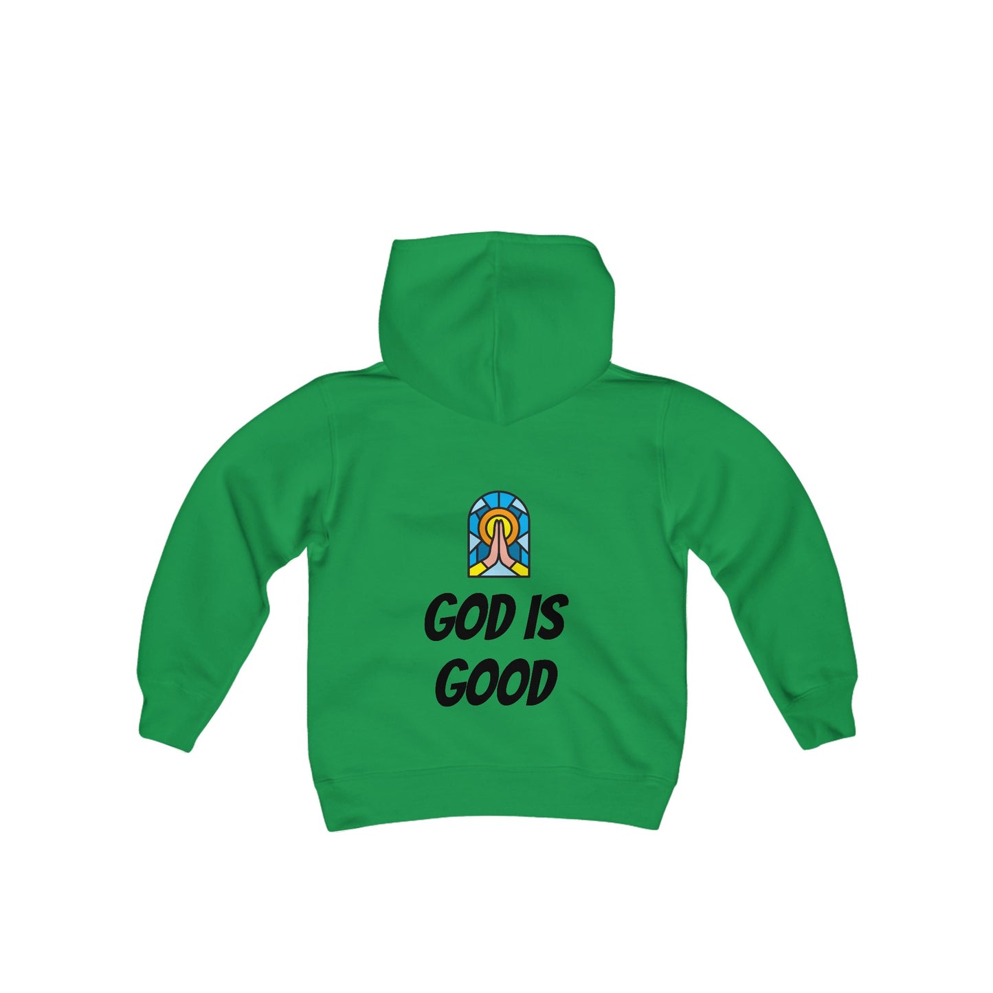 Youth Heavy Blend Hooded Sweatshirt - Black Writing - GOOD MORNING JESUS - PINK