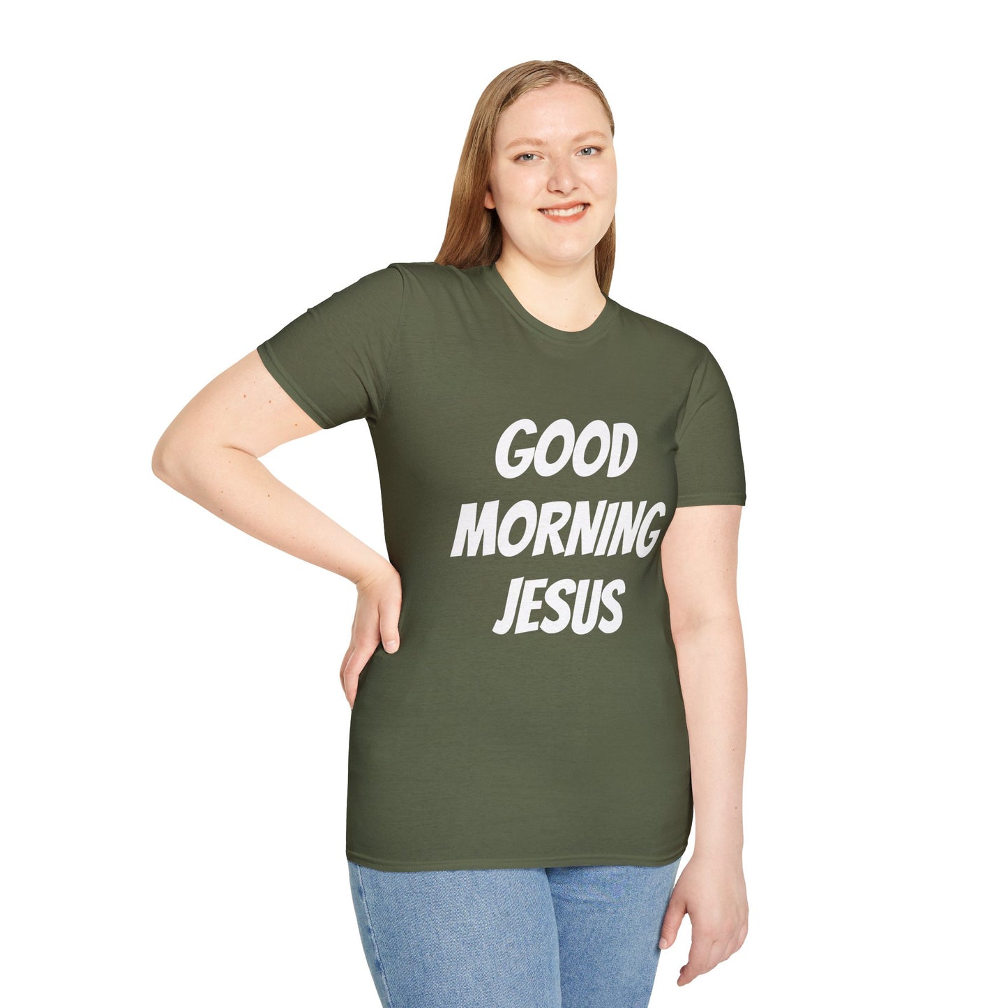Unisex Softstyle T-Shirt - Black Writing - GOOD MORNING JESUS