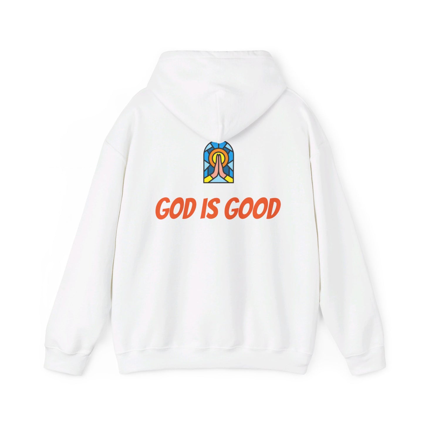 Unisex Heavy Blend™ Hooded Sweatshirt - Orange Writing - GOOD MORNING JESUS