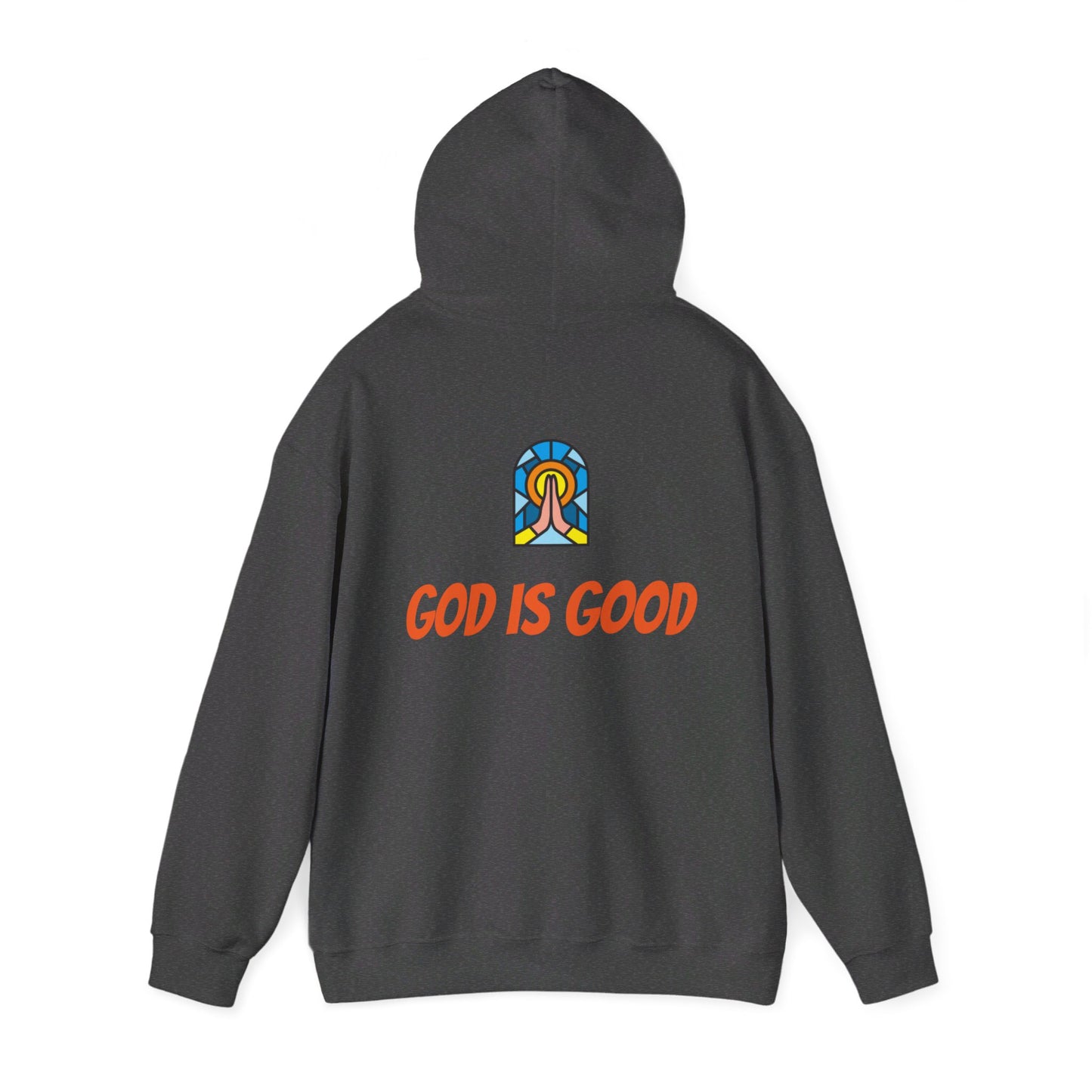 Unisex Heavy Blend™ Hooded Sweatshirt - Orange Writing - GOOD MORNING JESUS