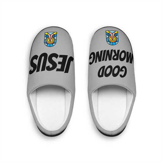 Men's Indoor Slippers - GOOD MORNING JESUS - GREY