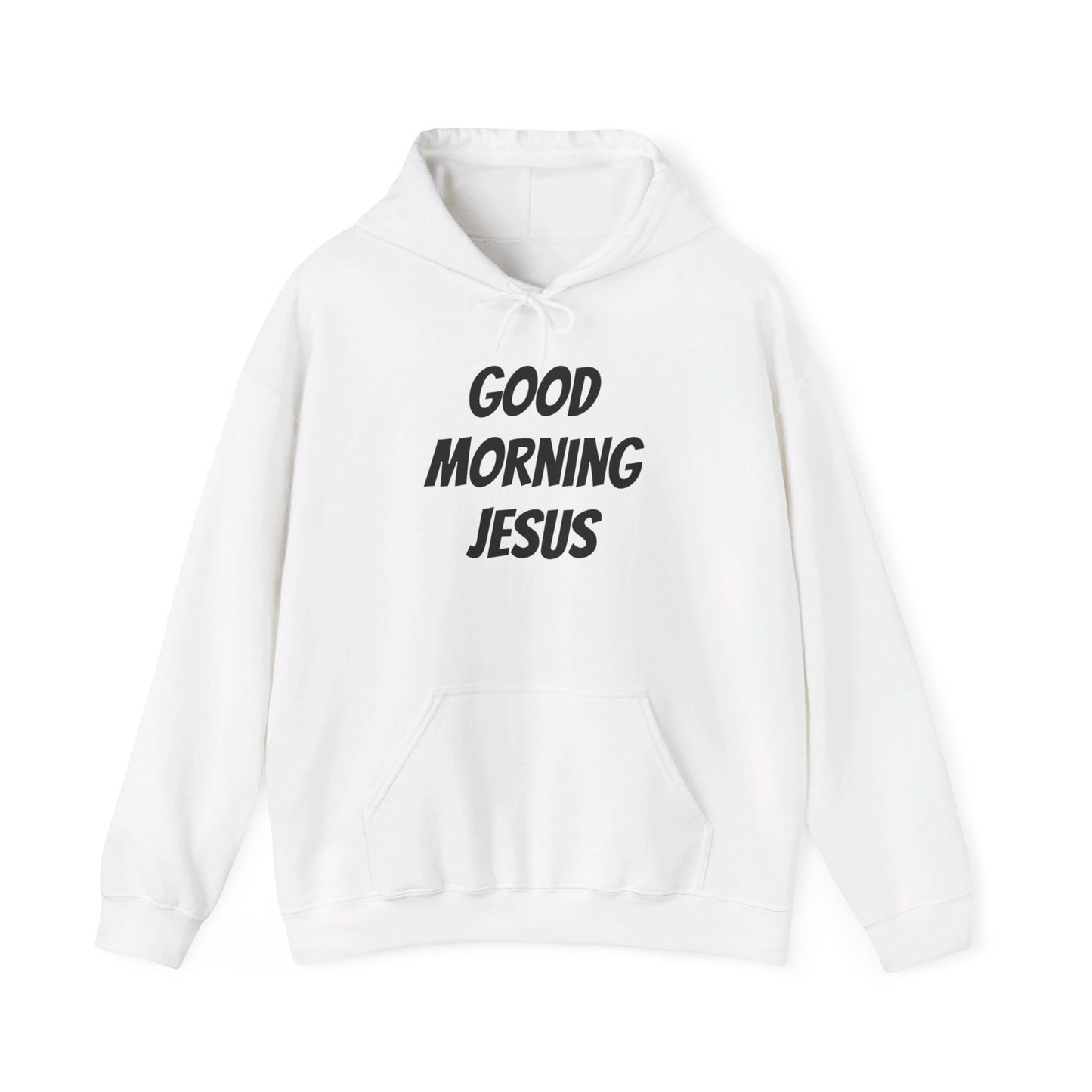 Unisex Heavy Blend™ Hooded Sweatshirt - Black Writing - GOOD MORNING JESUS